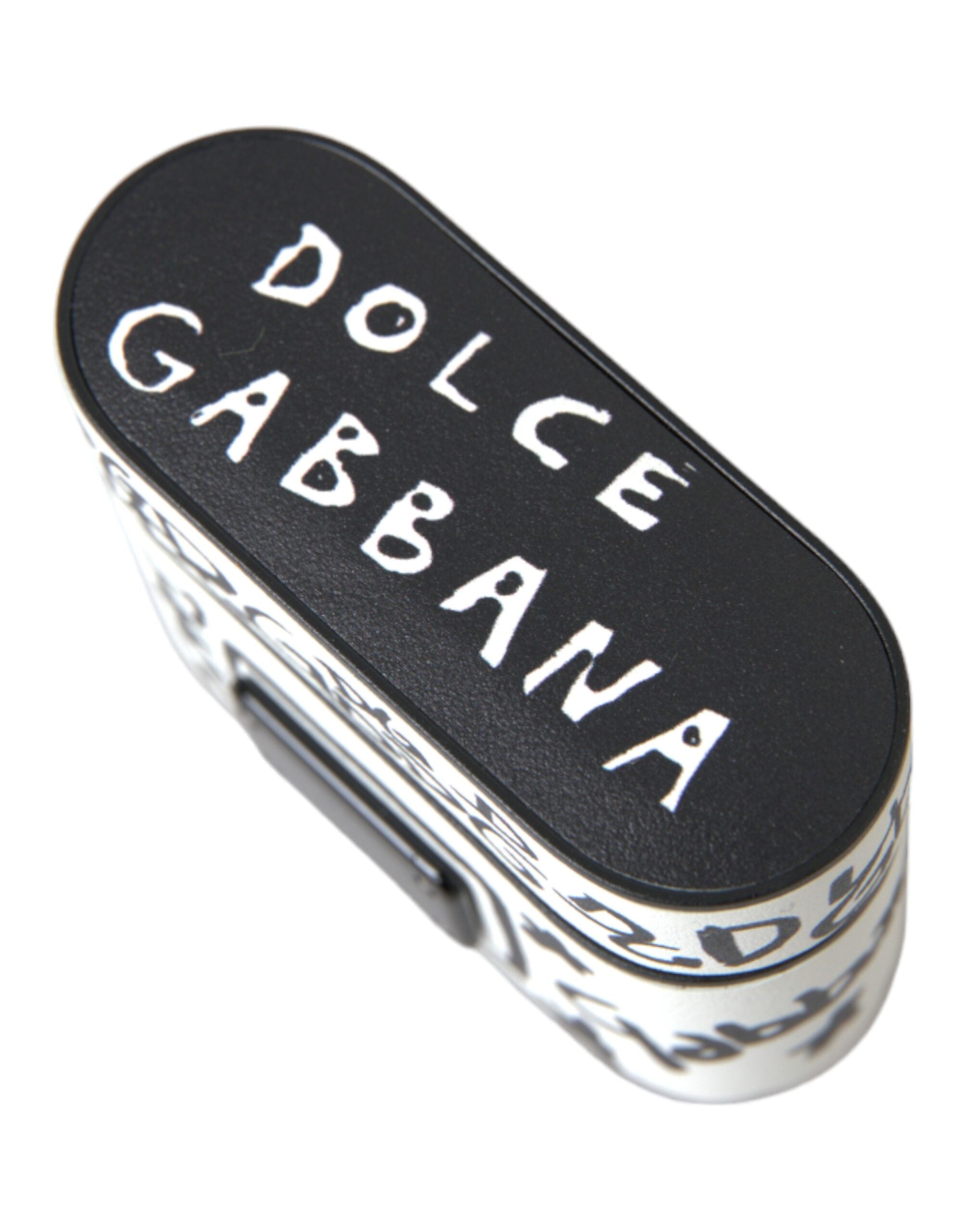 Dolce &amp; Gabbana mustavalkoinen nahkainen Scribble Logo Airpods -kotelo