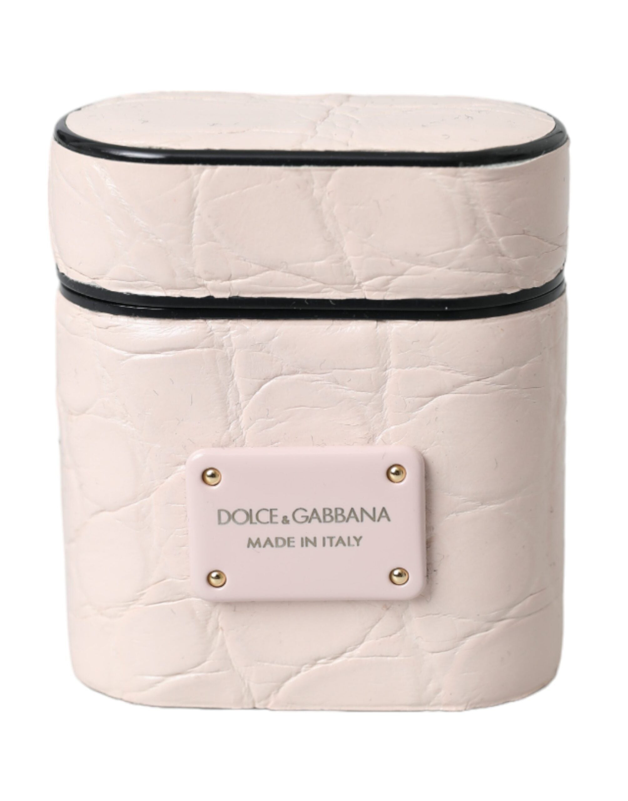 Dolce & Gabbana Light Pink Leather Metal Logo Plaque Airpods Case - Luksusmuotia Dolce & Gabbana - Tutustu YVES JAVANNI® 