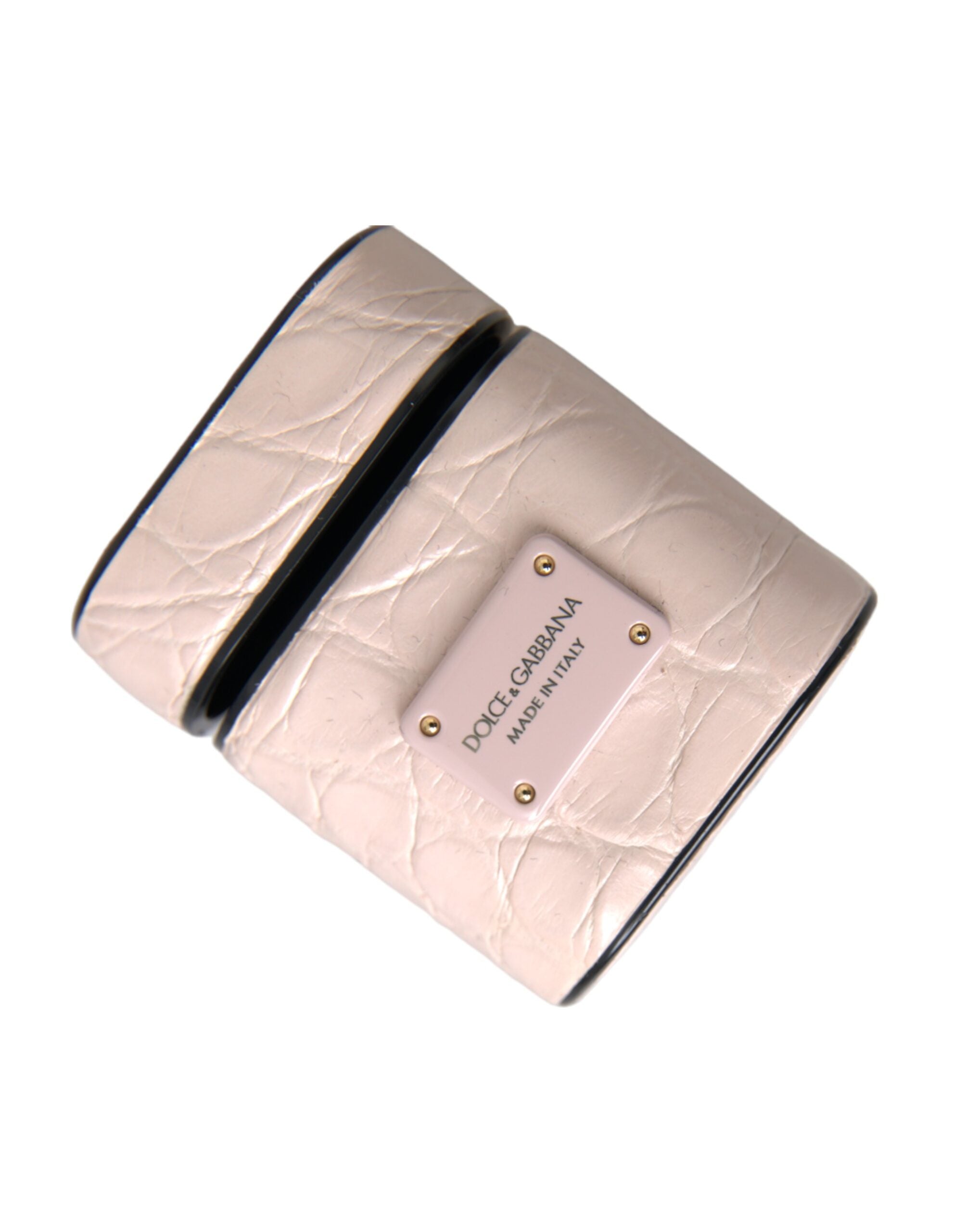 Dolce & Gabbana Light Pink Leather Metal Logo Plaque Airpods Case - Luksusmuotia Dolce & Gabbana - Tutustu YVES JAVANNI® 