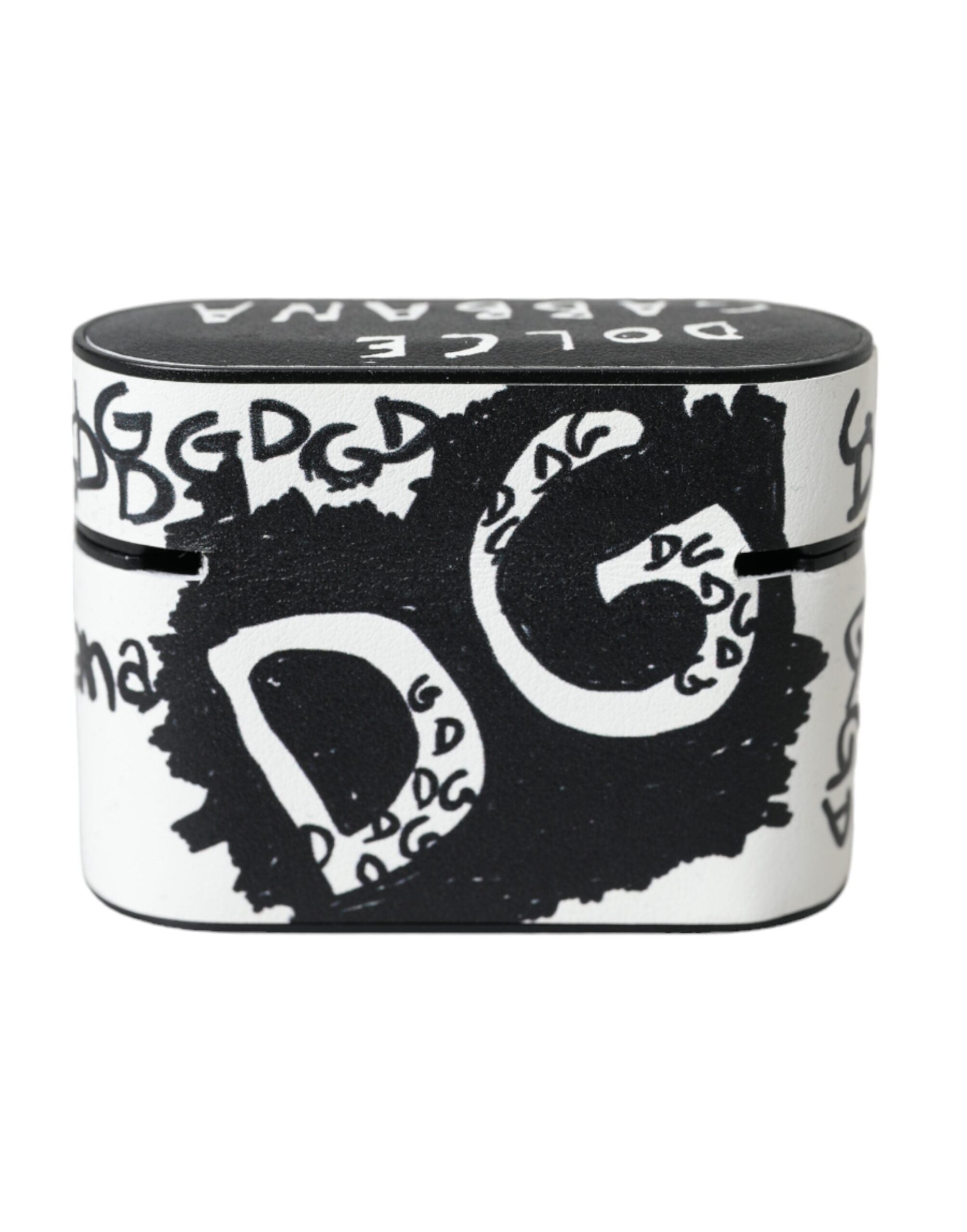 Dolce & Gabbana Black White Leather Scribble Embossed Logo Airpods Case - Luksusmuotia Dolce & Gabbana - Tutustu YVES JAVANNI® 