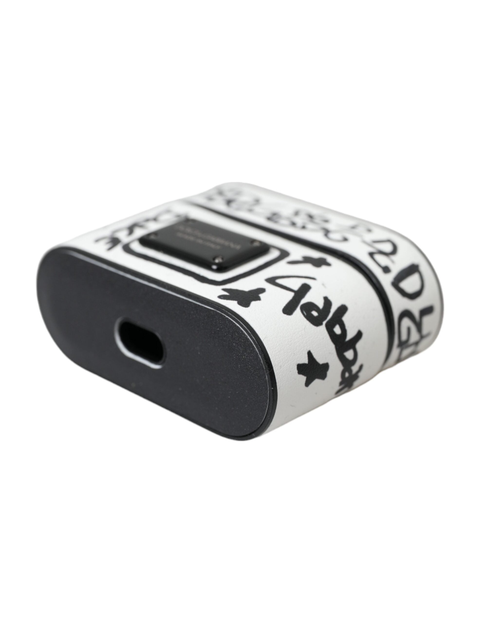 Dolce & Gabbana Black White Leather Scribble Embossed Logo Airpods Case - Luksusmuotia Dolce & Gabbana - Tutustu YVES JAVANNI® 