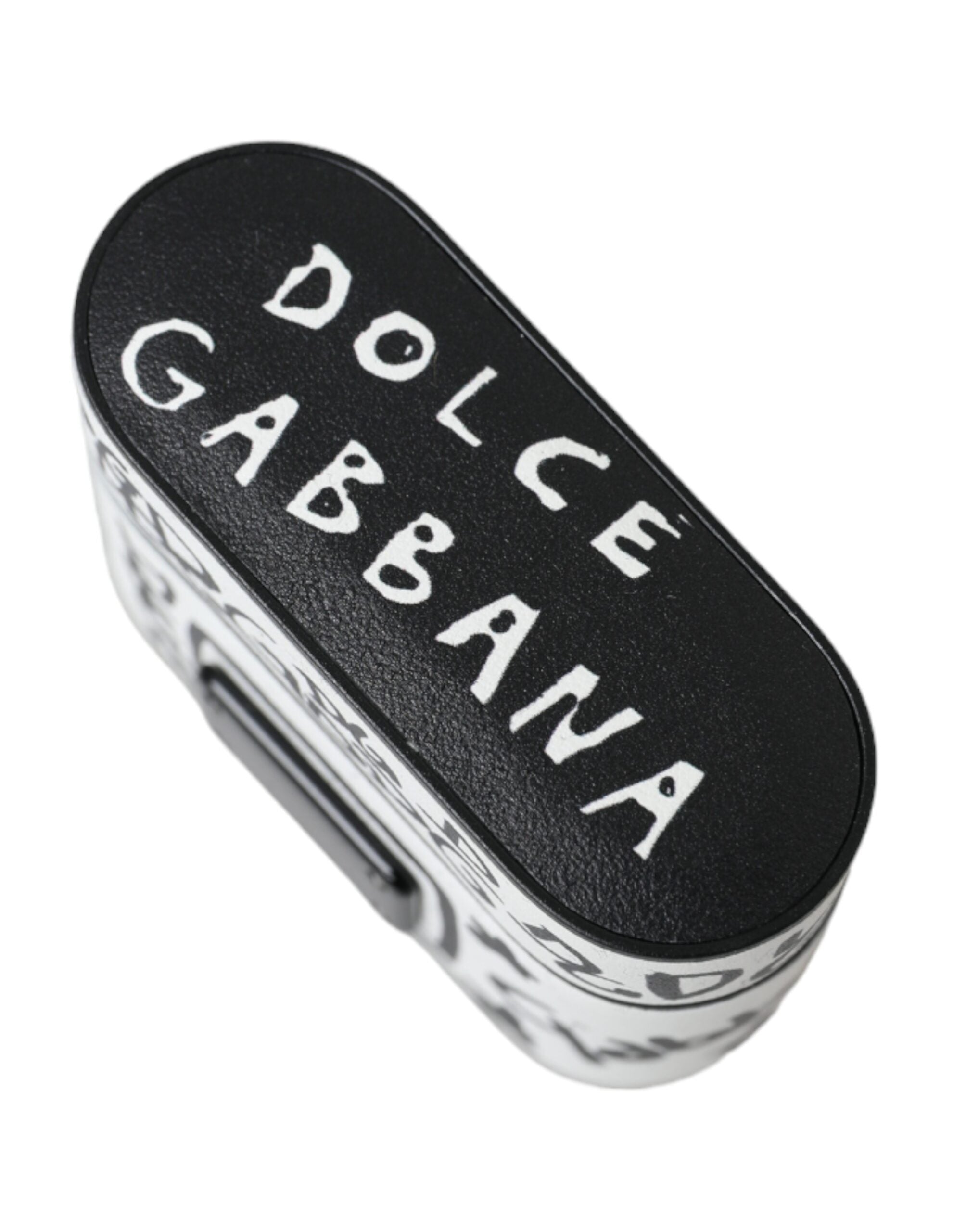 Dolce & Gabbana Black White Leather Scribble Embossed Logo Airpods Case - Luksusmuotia Dolce & Gabbana - Tutustu YVES JAVANNI® 