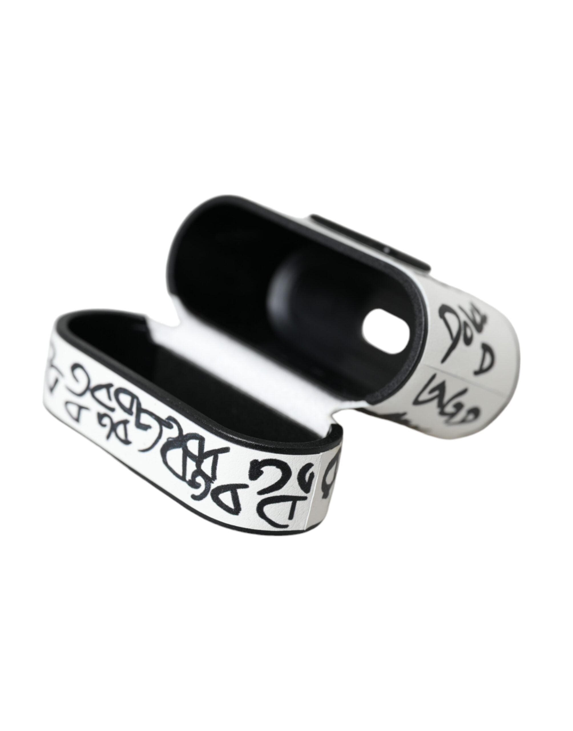 Dolce & Gabbana Black White Leather Scribble Embossed Logo Airpods Case - Luksusmuotia Dolce & Gabbana - Tutustu YVES JAVANNI® 