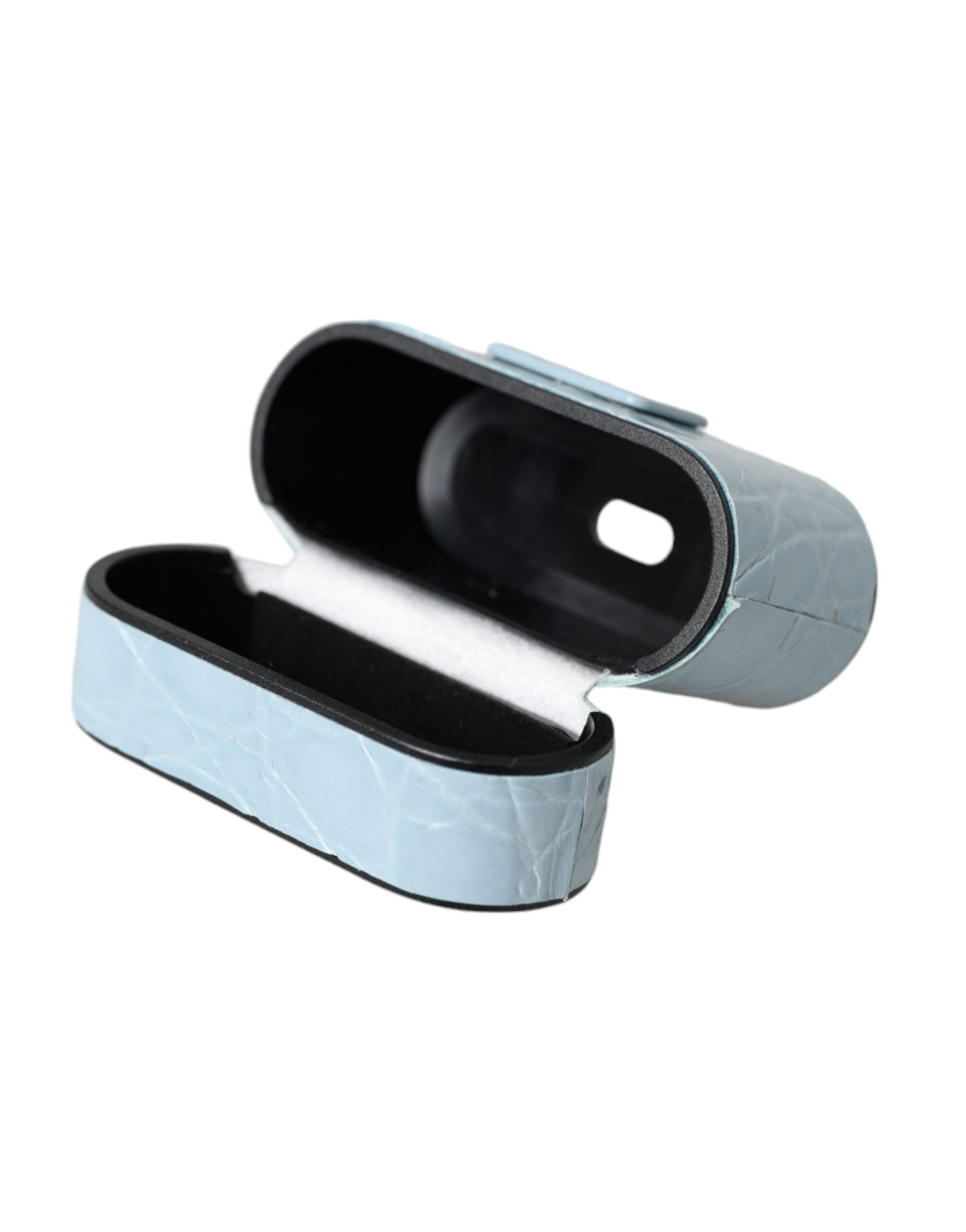 Dolce & Gabbana Light Blue Leather Metal Logo Plaque Airpods Case - Luksusmuotia Dolce & Gabbana - Tutustu YVES JAVANNI® 