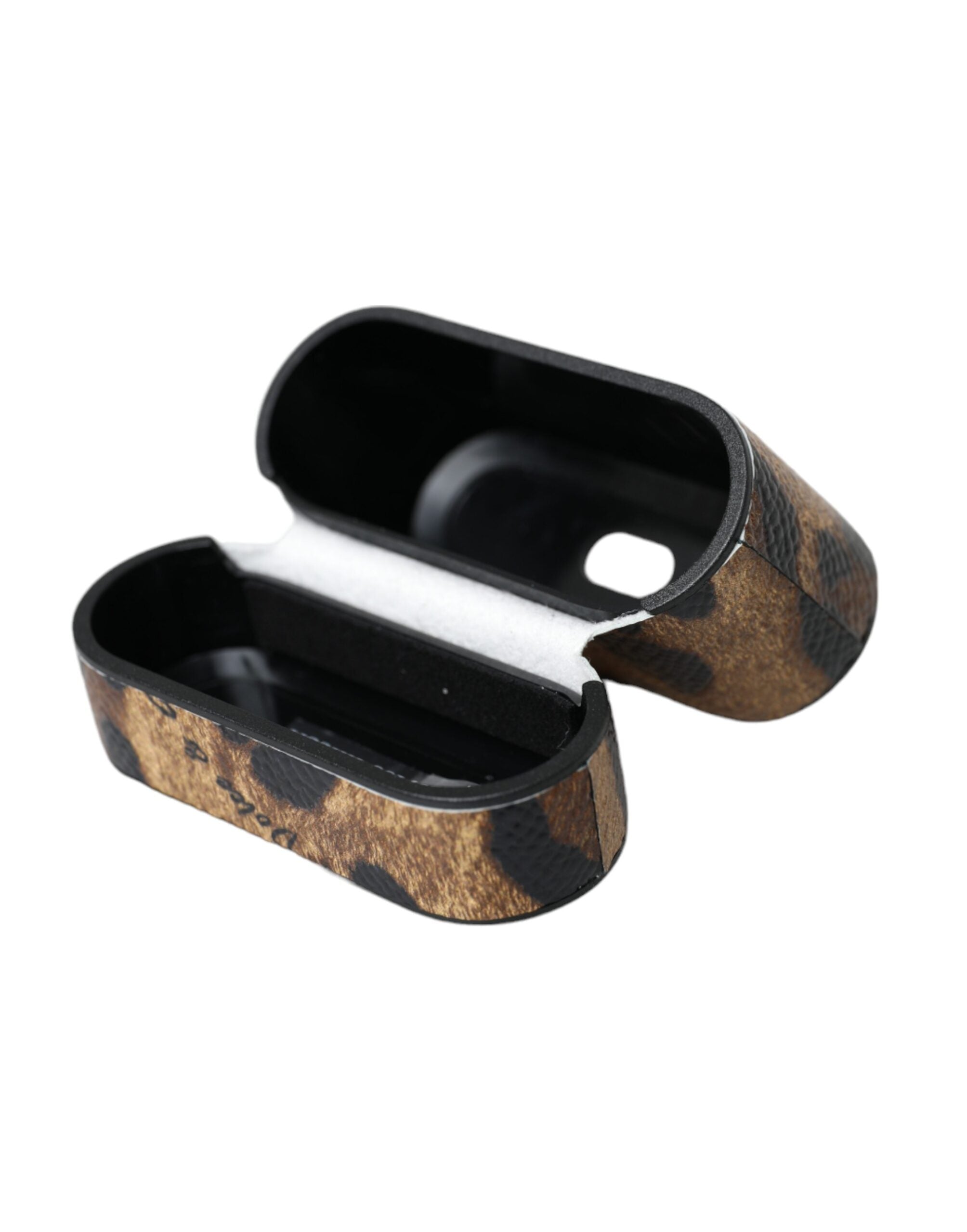 Dolce & Gabbana Brown Leopard Calf Leather Metal Logo Plaque Airpods Case - Luksusmuotia Dolce & Gabbana - Tutustu YVES JAVANNI® 