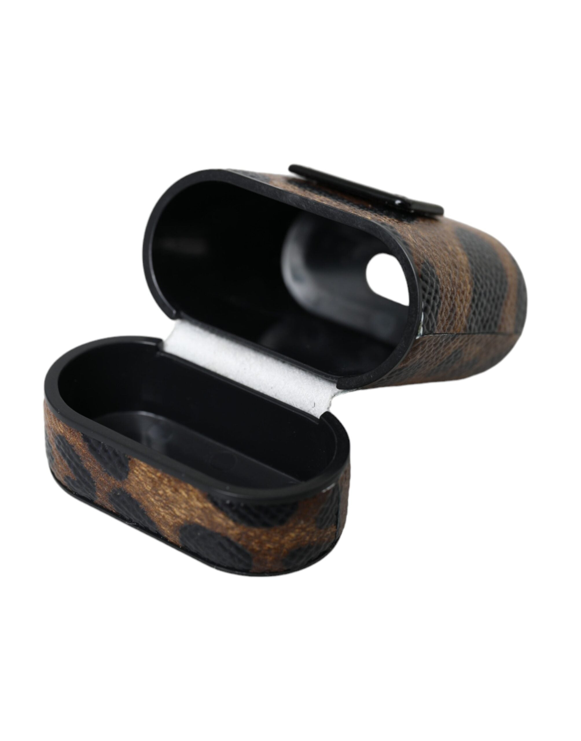 Dolce & Gabbana Brown Leopard Calf Leather Metal Logo Plaque Airpods Case - Luksusmuotia Dolce & Gabbana - Tutustu YVES JAVANNI® 