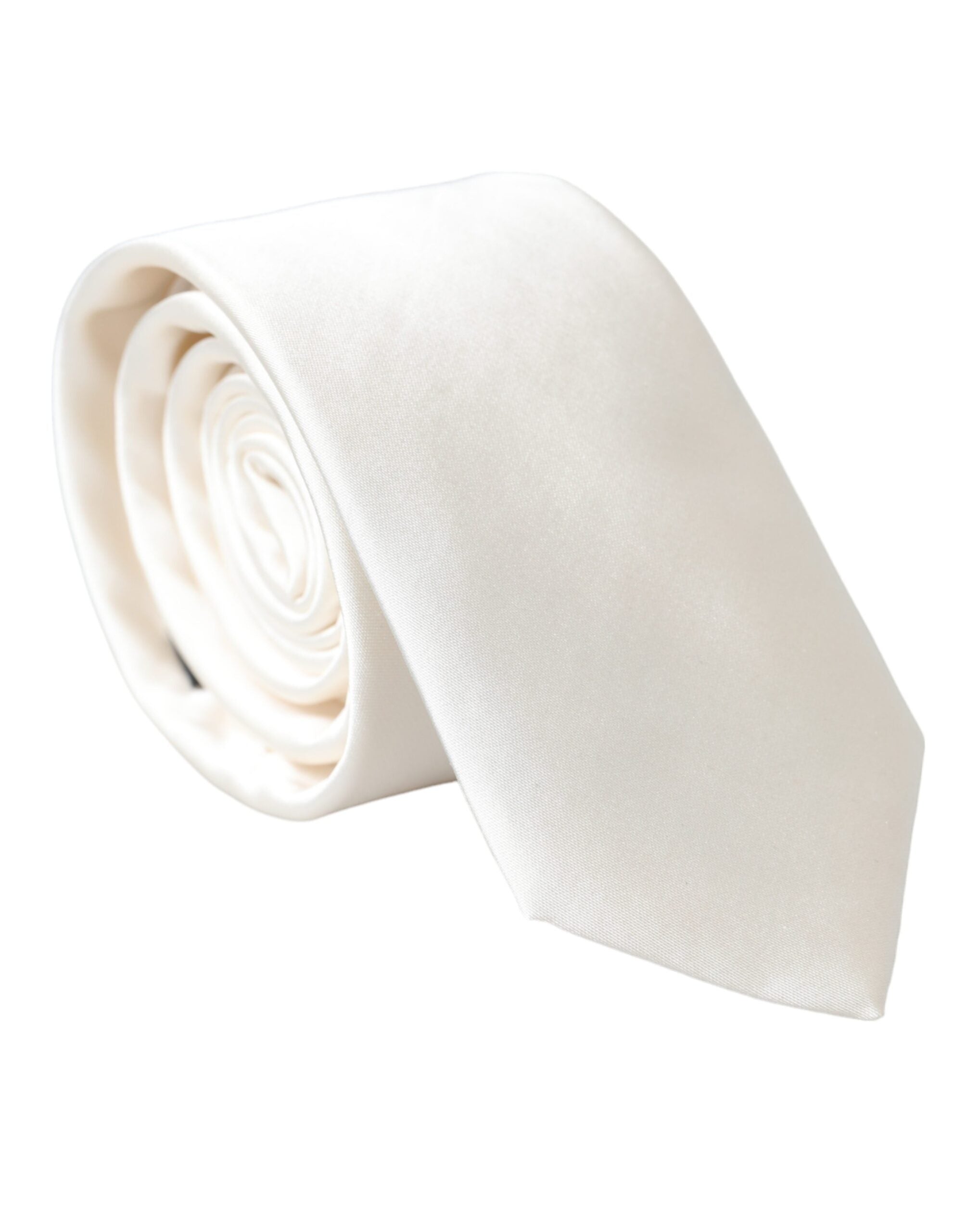 Dolce & Gabbana White Solid 100% Silk Adjustable Tie - Luksusmuotia Dolce & Gabbana - Tutustu YVES JAVANNI® 