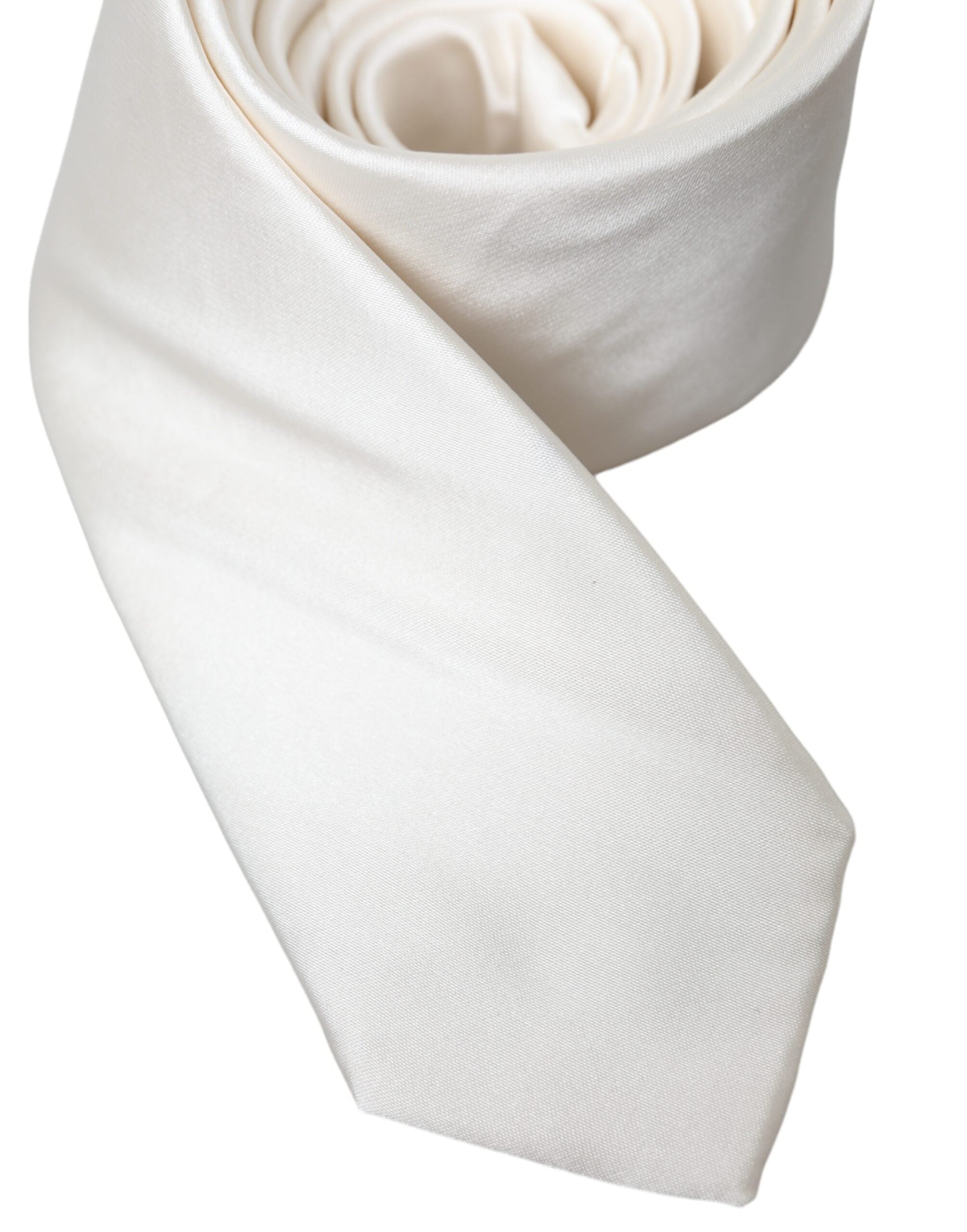 Dolce & Gabbana White Solid 100% Silk Adjustable Tie - Luksusmuotia Dolce & Gabbana - Tutustu YVES JAVANNI® 