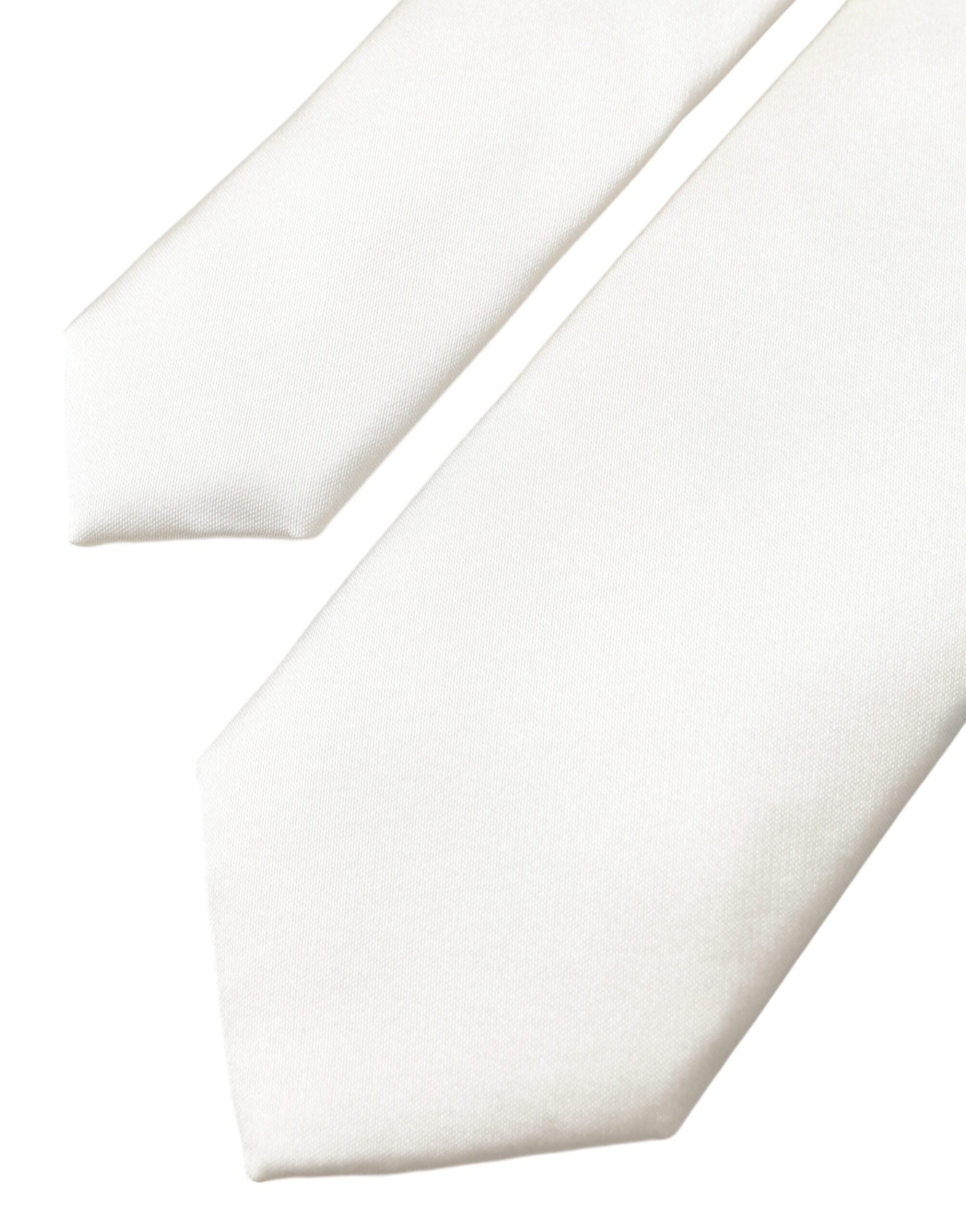 Dolce & Gabbana White Solid 100% Silk Adjustable Tie - Luksusmuotia Dolce & Gabbana - Tutustu YVES JAVANNI® 