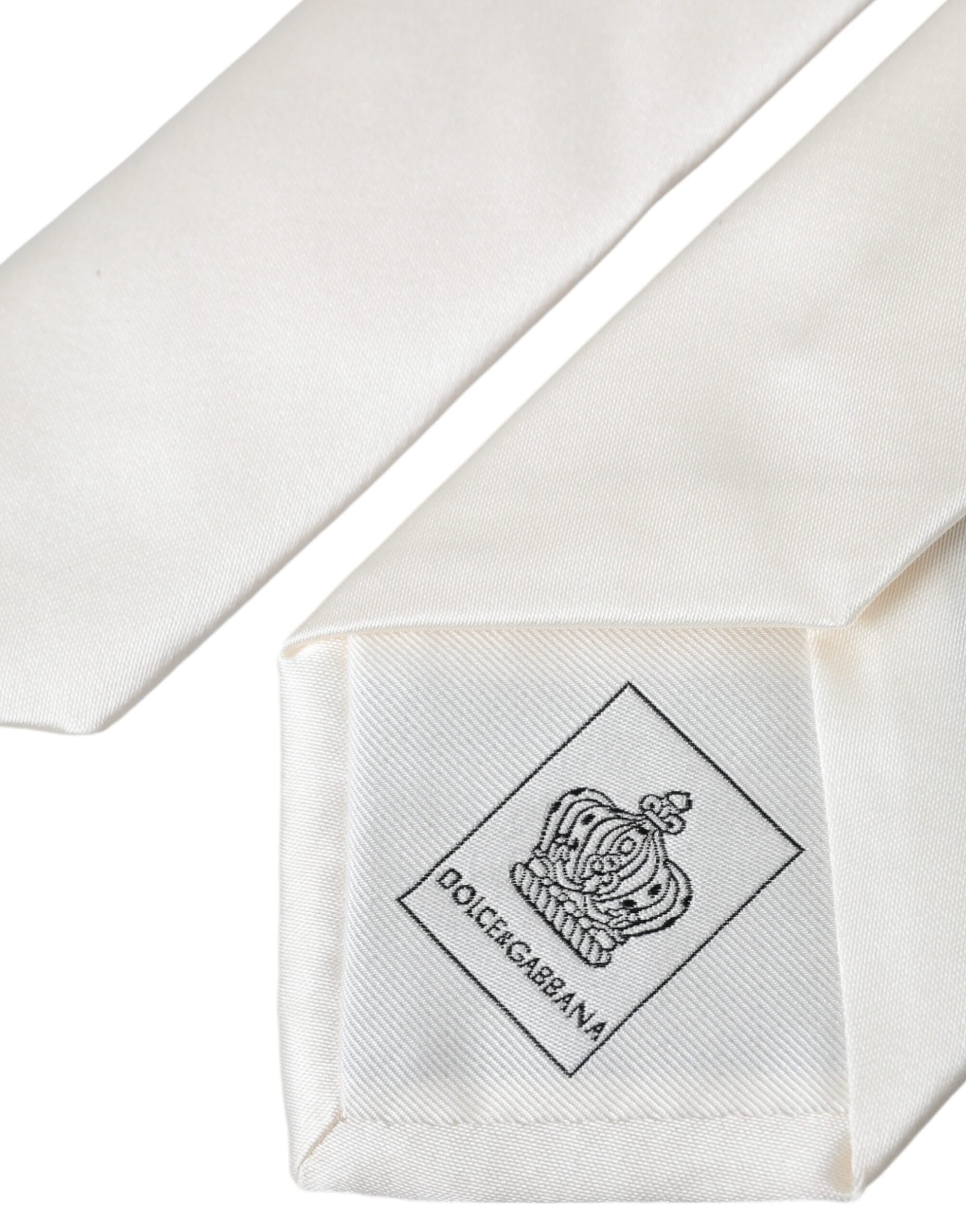 Dolce & Gabbana White Solid 100% Silk Adjustable Tie - Luksusmuotia Dolce & Gabbana - Tutustu YVES JAVANNI® 