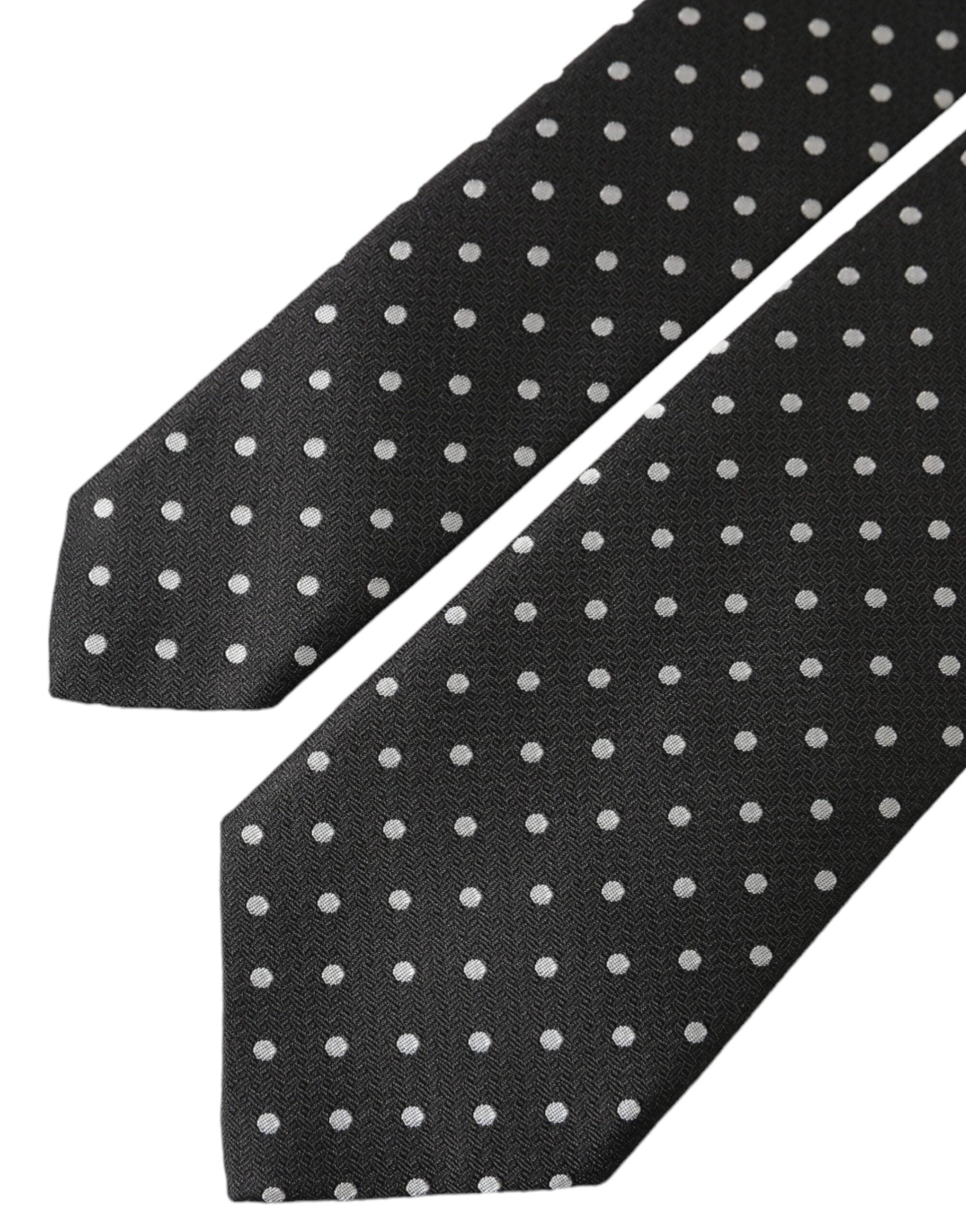 Dolce & Gabbana Black White Polka Dots 100% Silk Necktie Face Mask - Luksusmuotia Dolce & Gabbana - Tutustu YVES JAVANNI® 