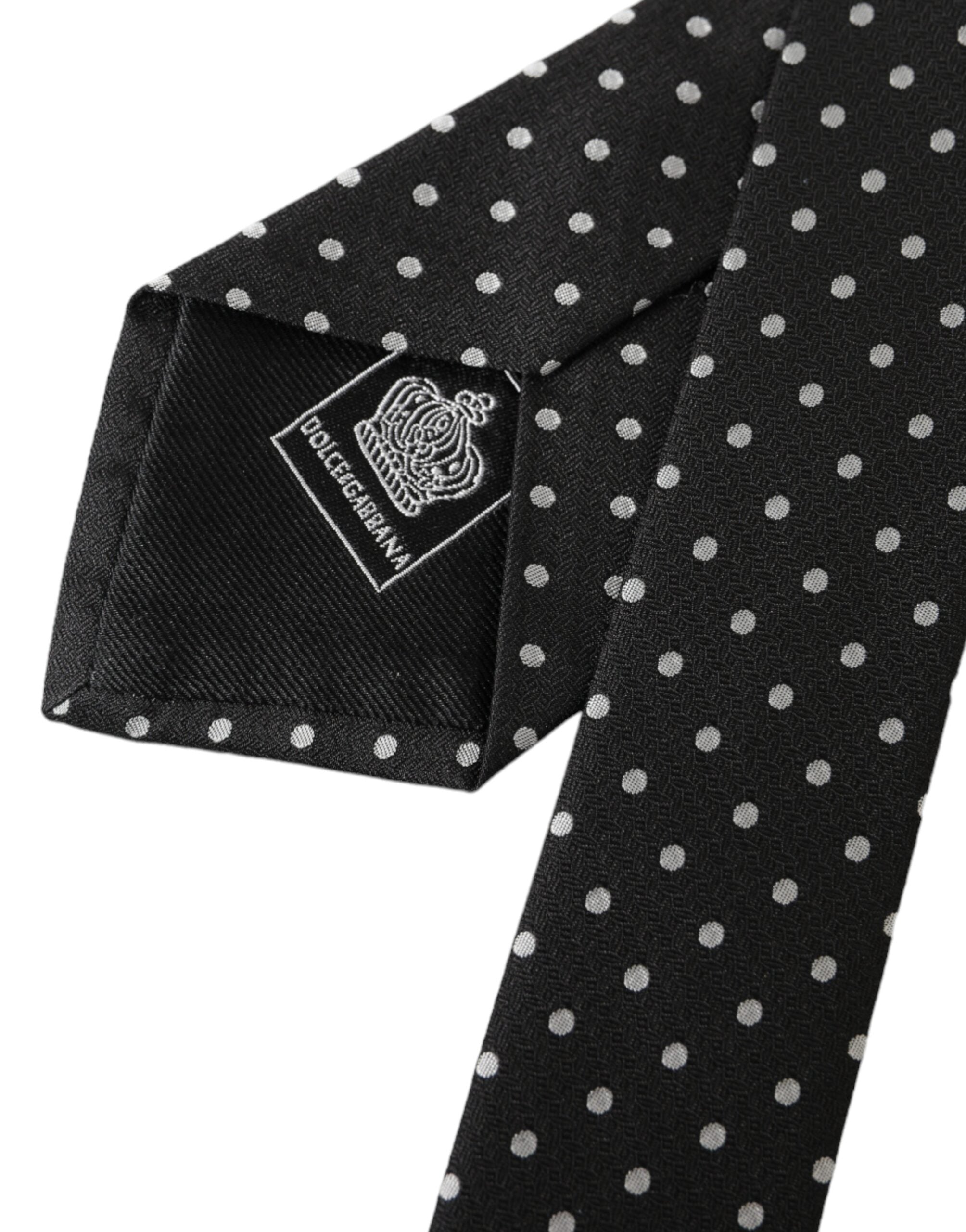 Dolce & Gabbana Black White Polka Dots 100% Silk Necktie Face Mask - Luksusmuotia Dolce & Gabbana - Tutustu YVES JAVANNI® 