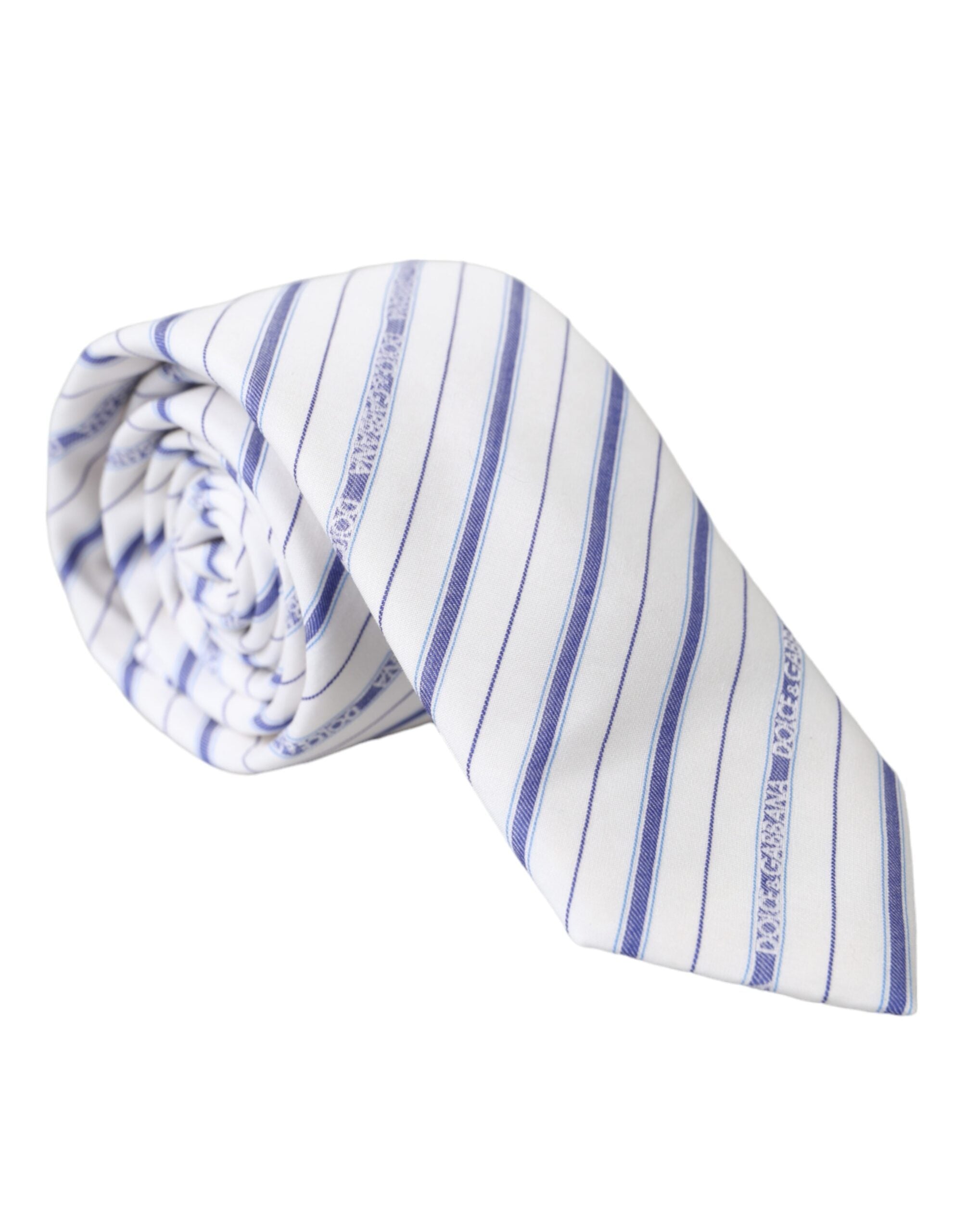 Dolce & Gabbana White Blue Stripes Silk Adjustable Tie - Luksusmuotia Dolce & Gabbana - Tutustu YVES JAVANNI® 