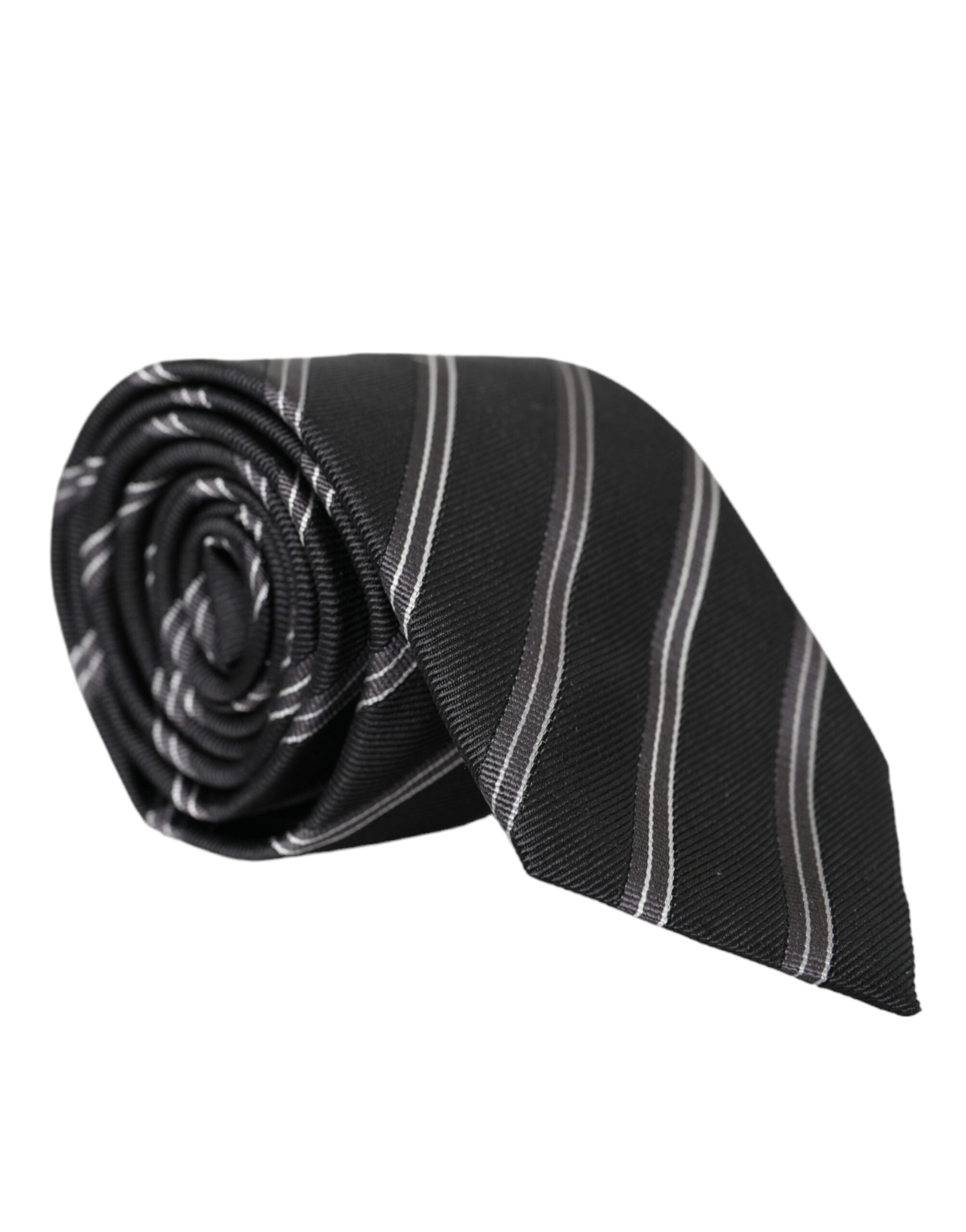 Dolce & Gabbana Black White Stripes Silk Adjustable Tie - Luksusmuotia Dolce & Gabbana - Tutustu YVES JAVANNI® 