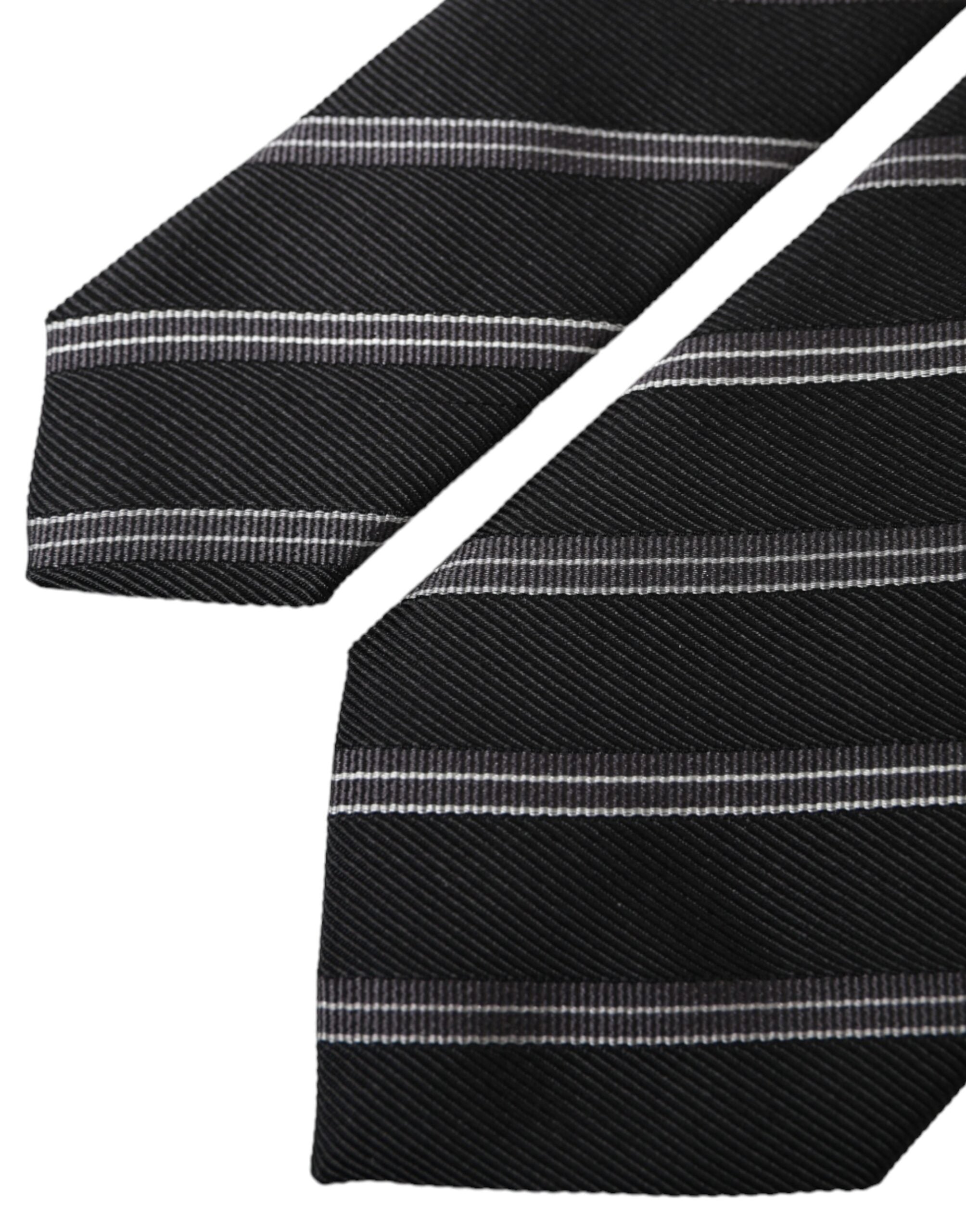 Dolce & Gabbana Black White Stripes Silk Adjustable Tie - Luksusmuotia Dolce & Gabbana - Tutustu YVES JAVANNI® 