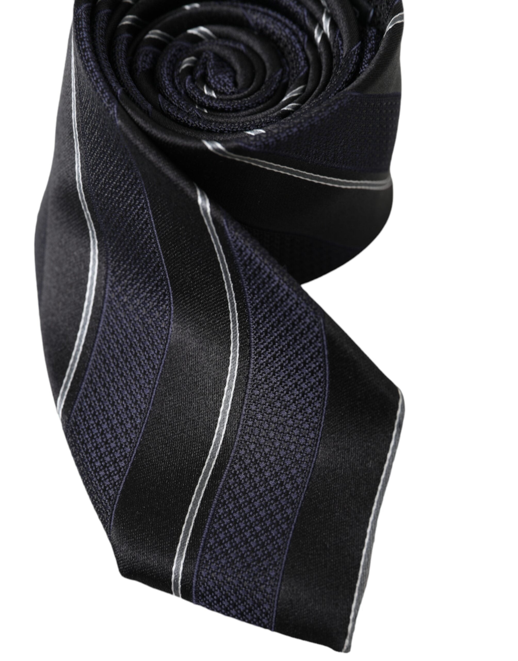 Dolce & Gabbana Black White Stripes Silk Adjustable Tie - Luksusmuotia Dolce & Gabbana - Tutustu YVES JAVANNI® 