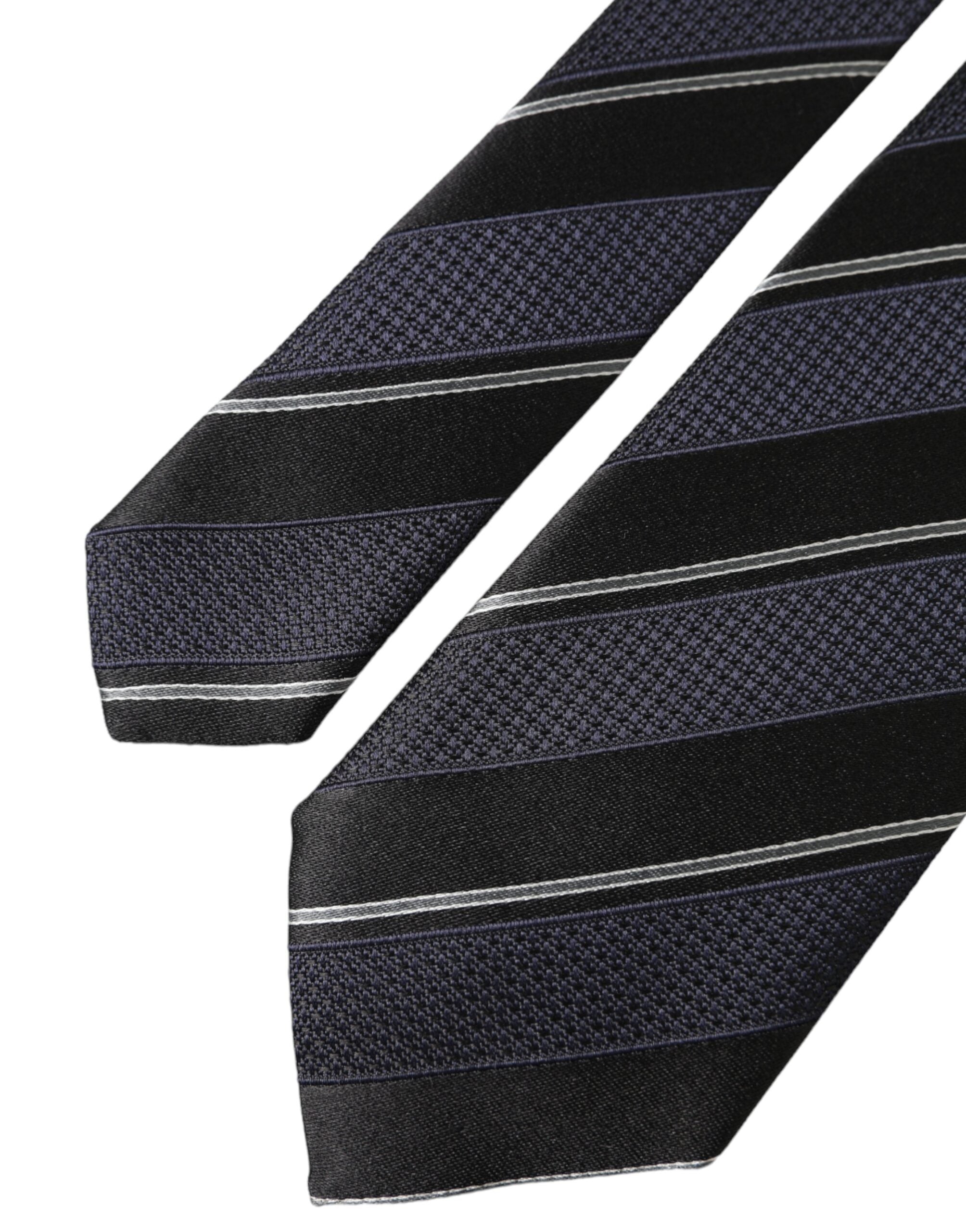 Dolce & Gabbana Black White Stripes Silk Adjustable Tie - Luksusmuotia Dolce & Gabbana - Tutustu YVES JAVANNI® 