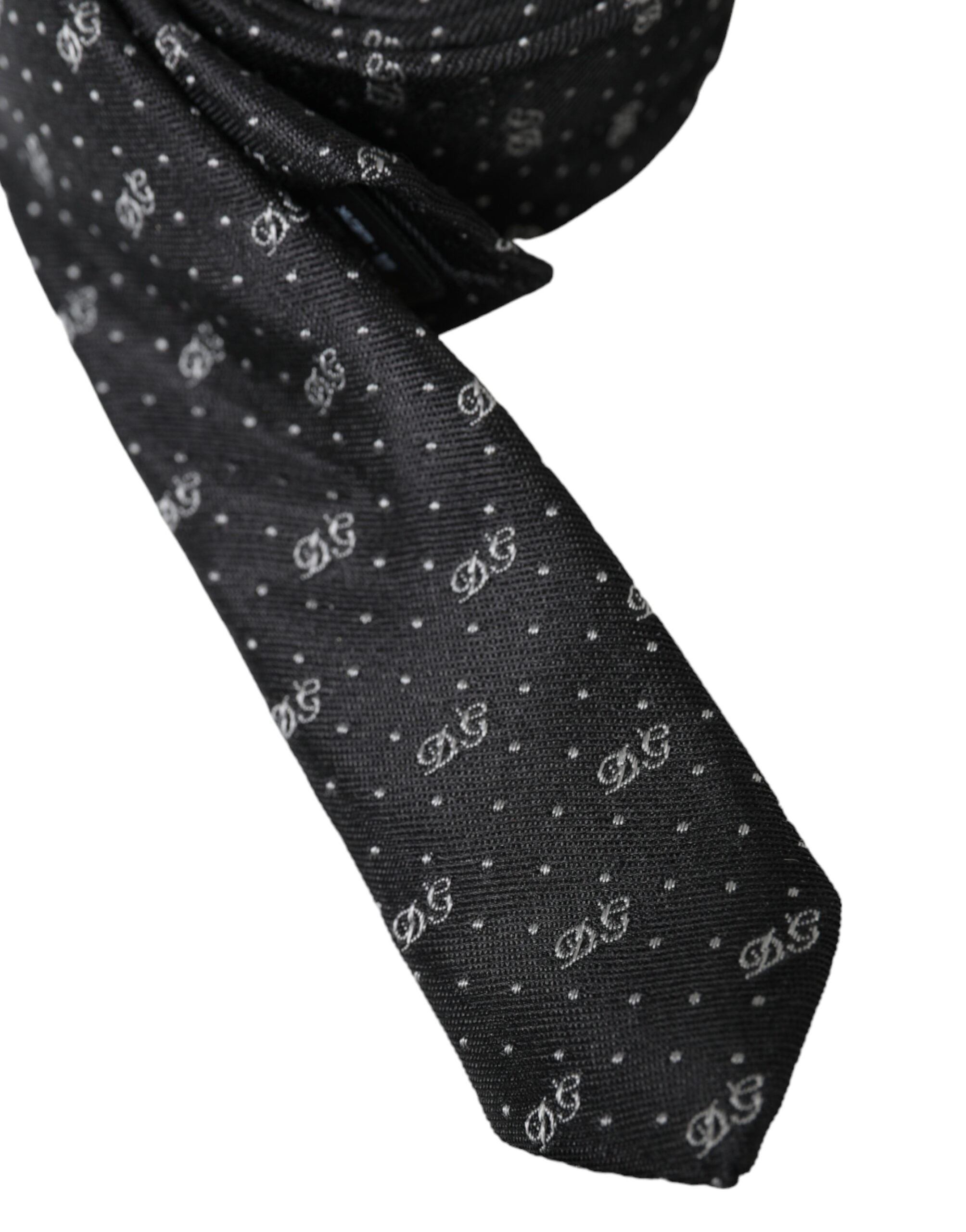 Dolce & Gabbana Black DG Logo 100% Silk Adjustable Tie - Luksusmuotia Dolce & Gabbana - Tutustu YVES JAVANNI® 