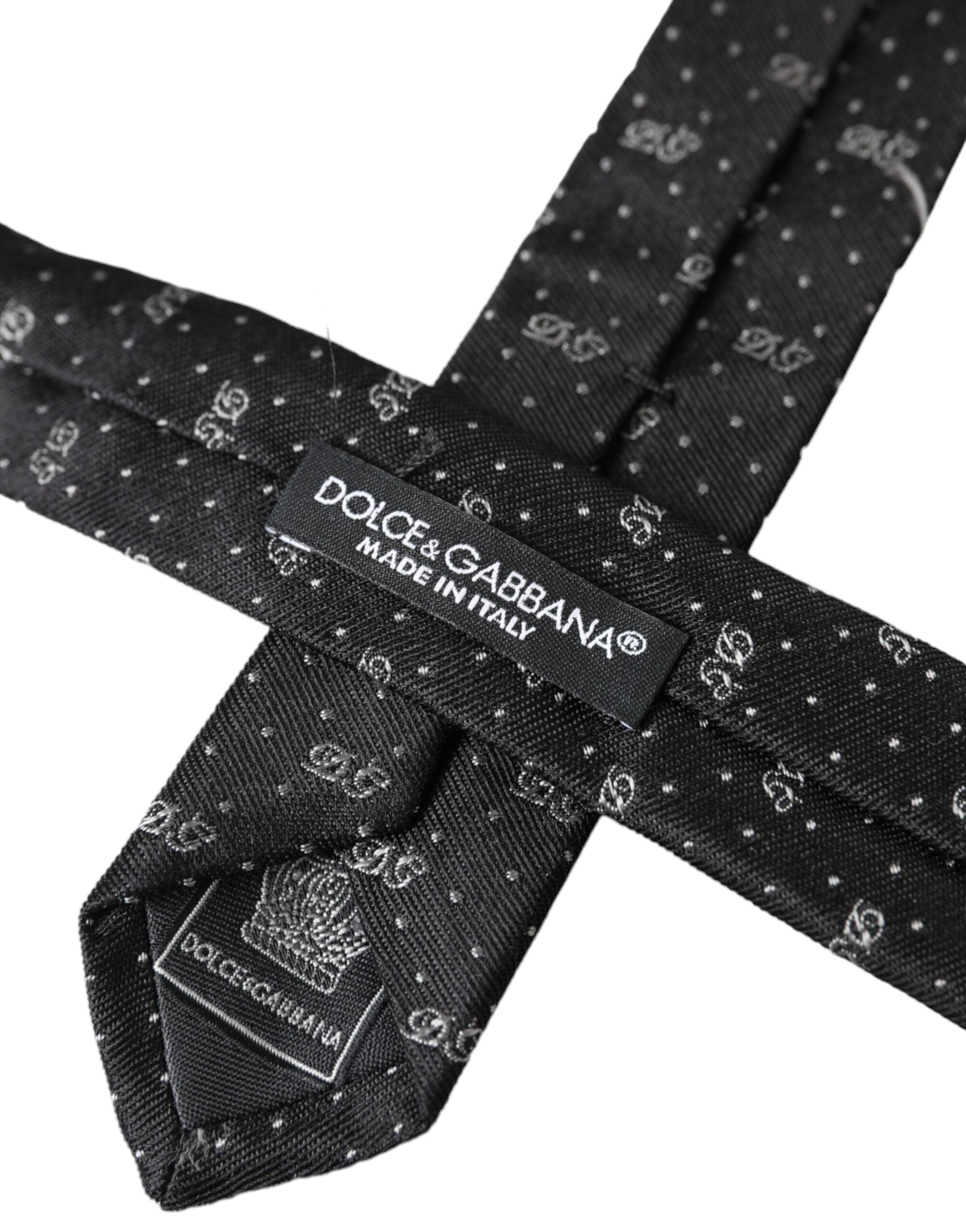 Dolce & Gabbana Black DG Logo 100% Silk Adjustable Tie - Luksusmuotia Dolce & Gabbana - Tutustu YVES JAVANNI® 