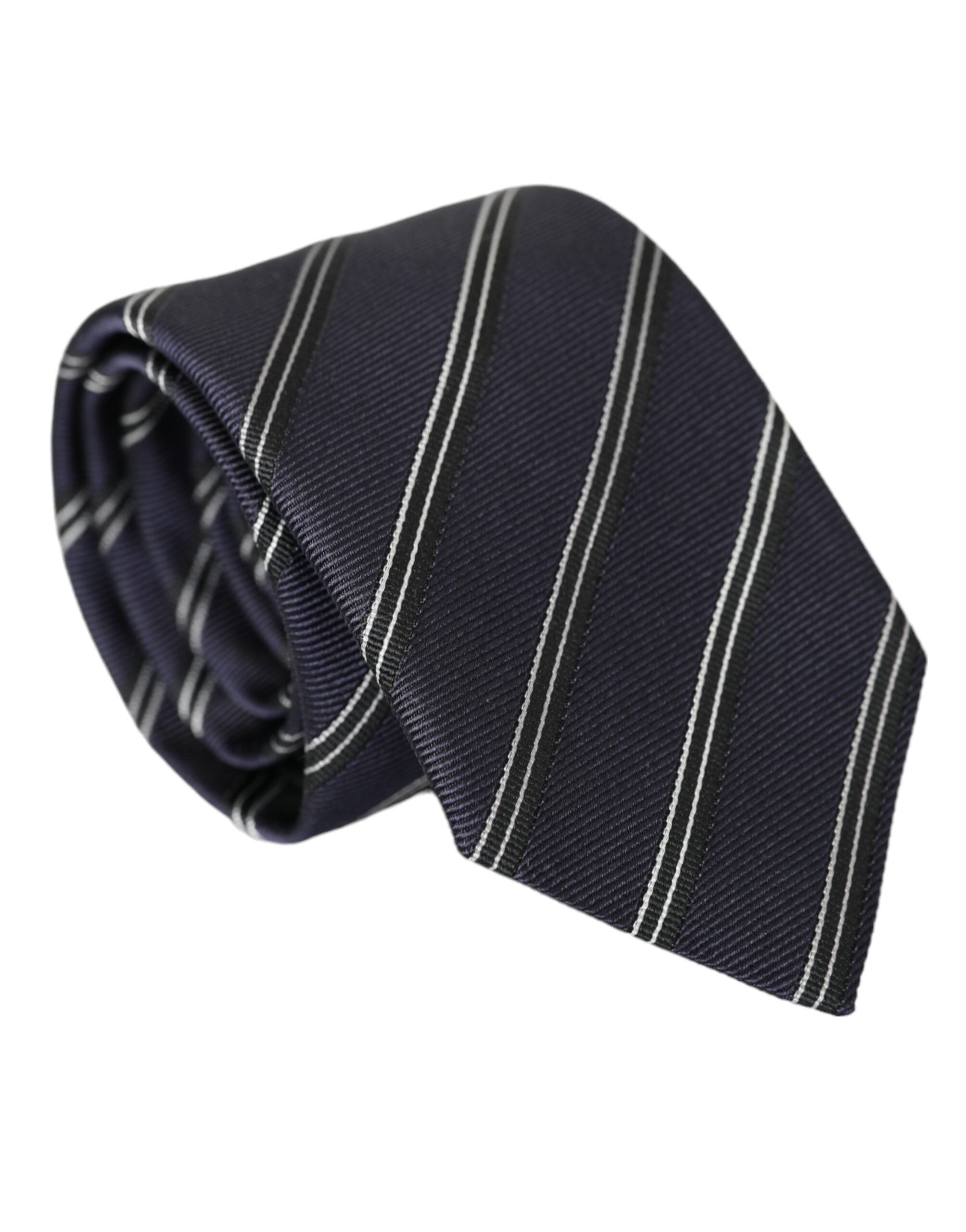 Dolce & Gabbana Black White Stripes Silk Adjustable Tie - Luxury from Dolce & Gabbana - Shop at YVES JAVANNI