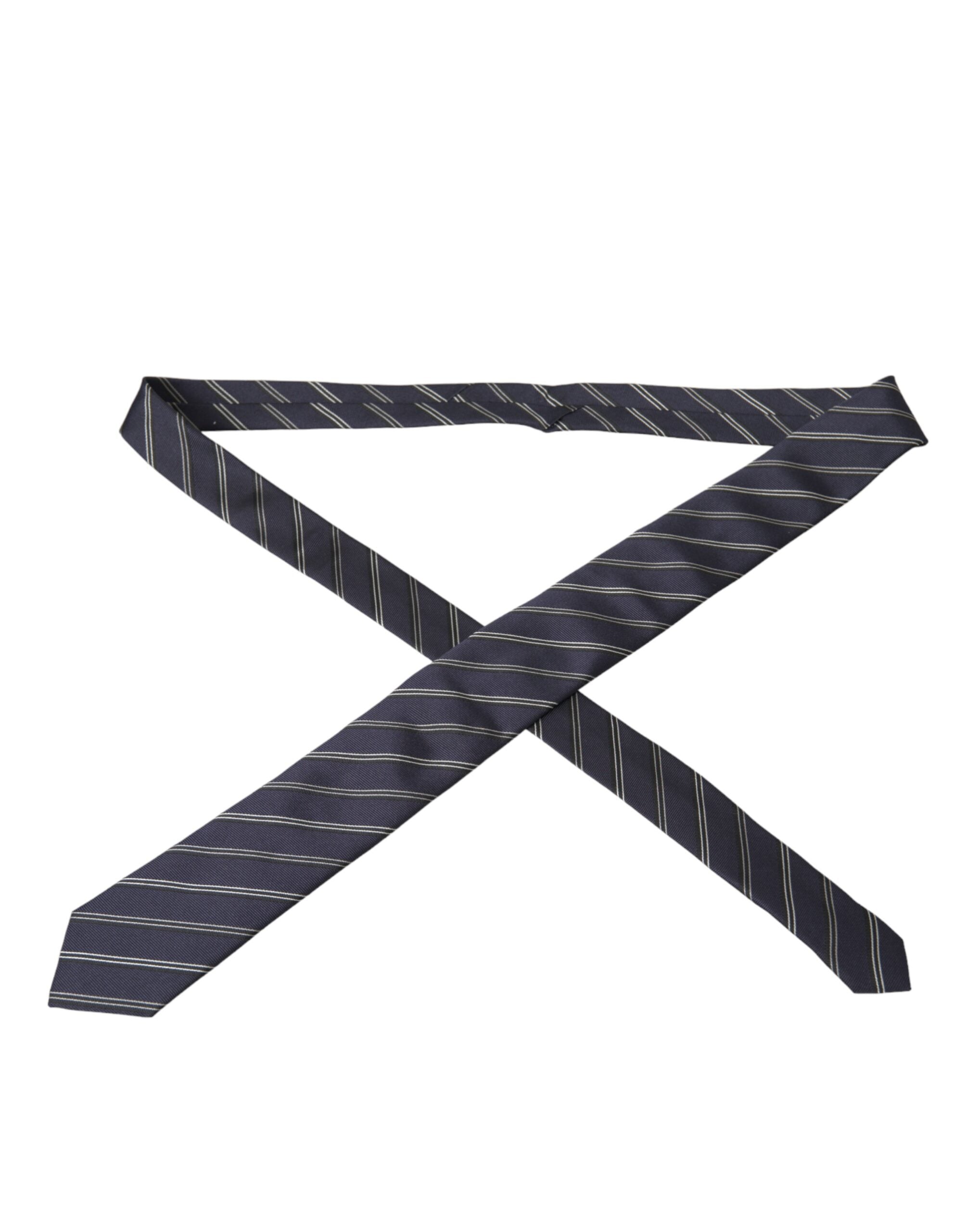 Dolce & Gabbana Black White Stripes Silk Adjustable Tie - Luksusmuotia Dolce & Gabbana - Tutustu YVES JAVANNI® 