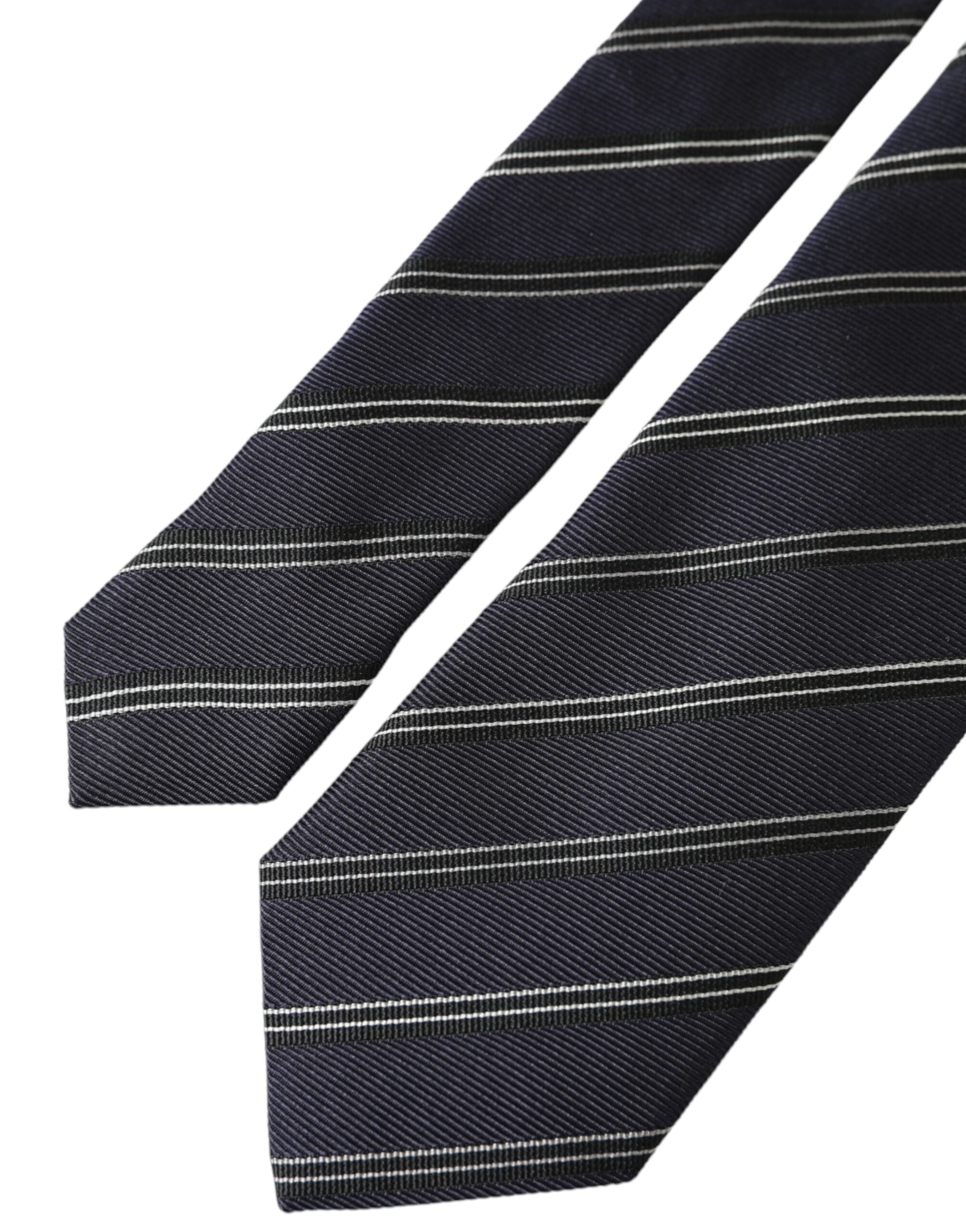 Dolce & Gabbana Black White Stripes Silk Adjustable Tie - Luksusmuotia Dolce & Gabbana - Tutustu YVES JAVANNI® 