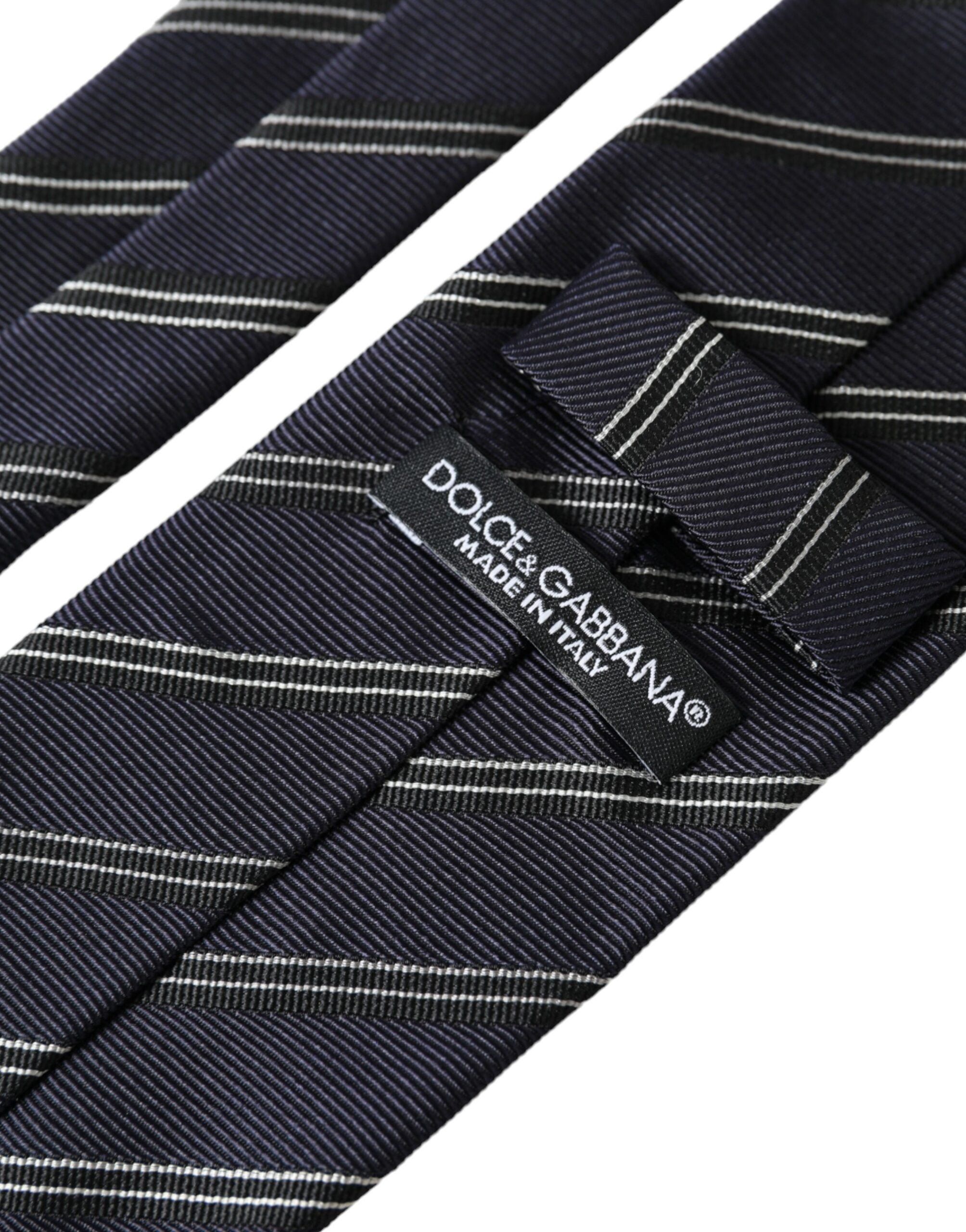 Dolce & Gabbana Black White Stripes Silk Adjustable Tie - Luksusmuotia Dolce & Gabbana - Tutustu YVES JAVANNI® 