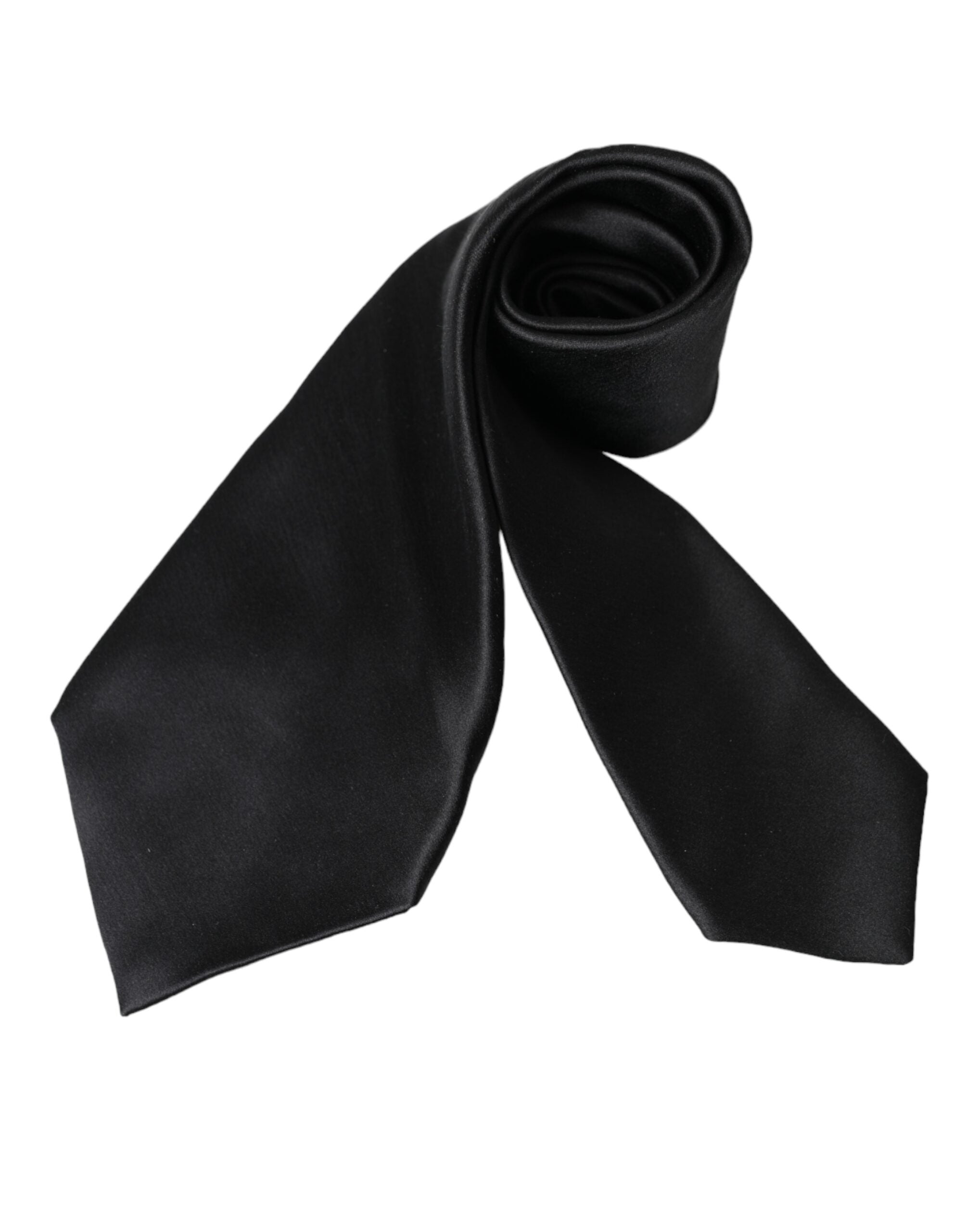 Dolce & Gabbana Black Solid Silk Adjustable Tie Men - Luksusmuotia Dolce & Gabbana - Tutustu YVES JAVANNI® 