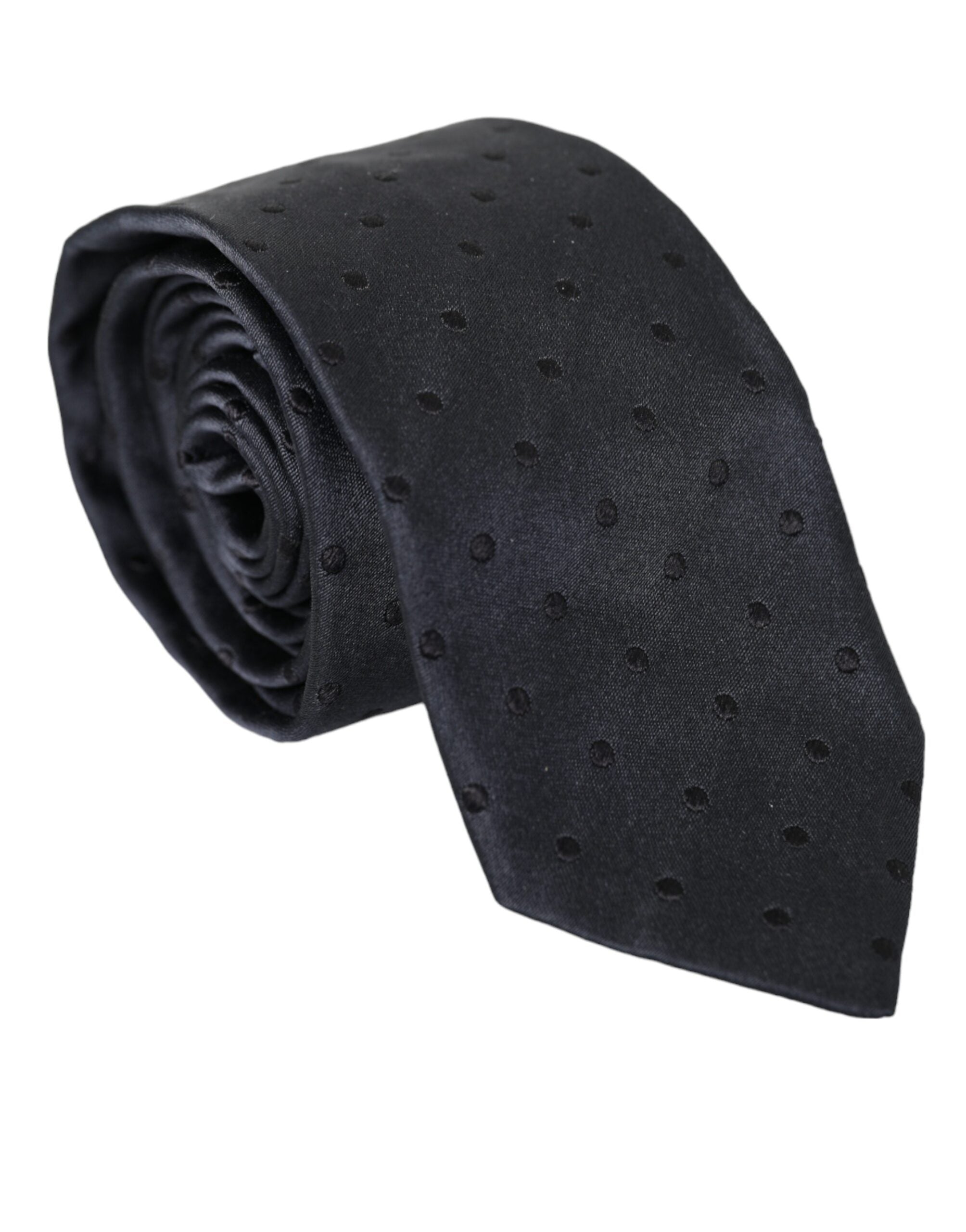 Dolce & Gabbana Dark Blue Dotted Silk Adjustable Tie - Luxury from Dolce & Gabbana - Shop at YVES JAVANNI