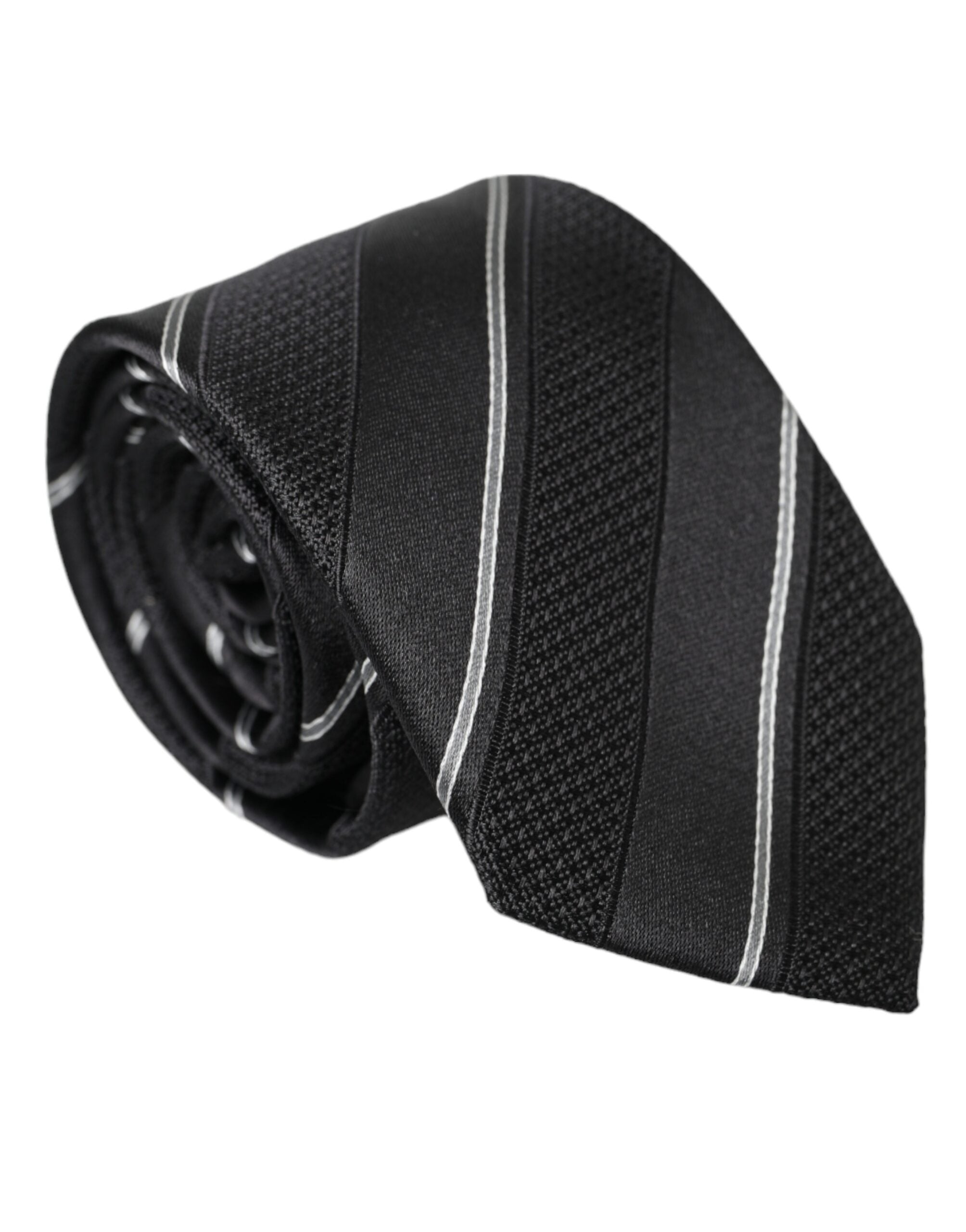 Dolce & Gabbana Black White Stripes Silk Adjustable Tie - Luxury from Dolce & Gabbana - Shop at YVES JAVANNI