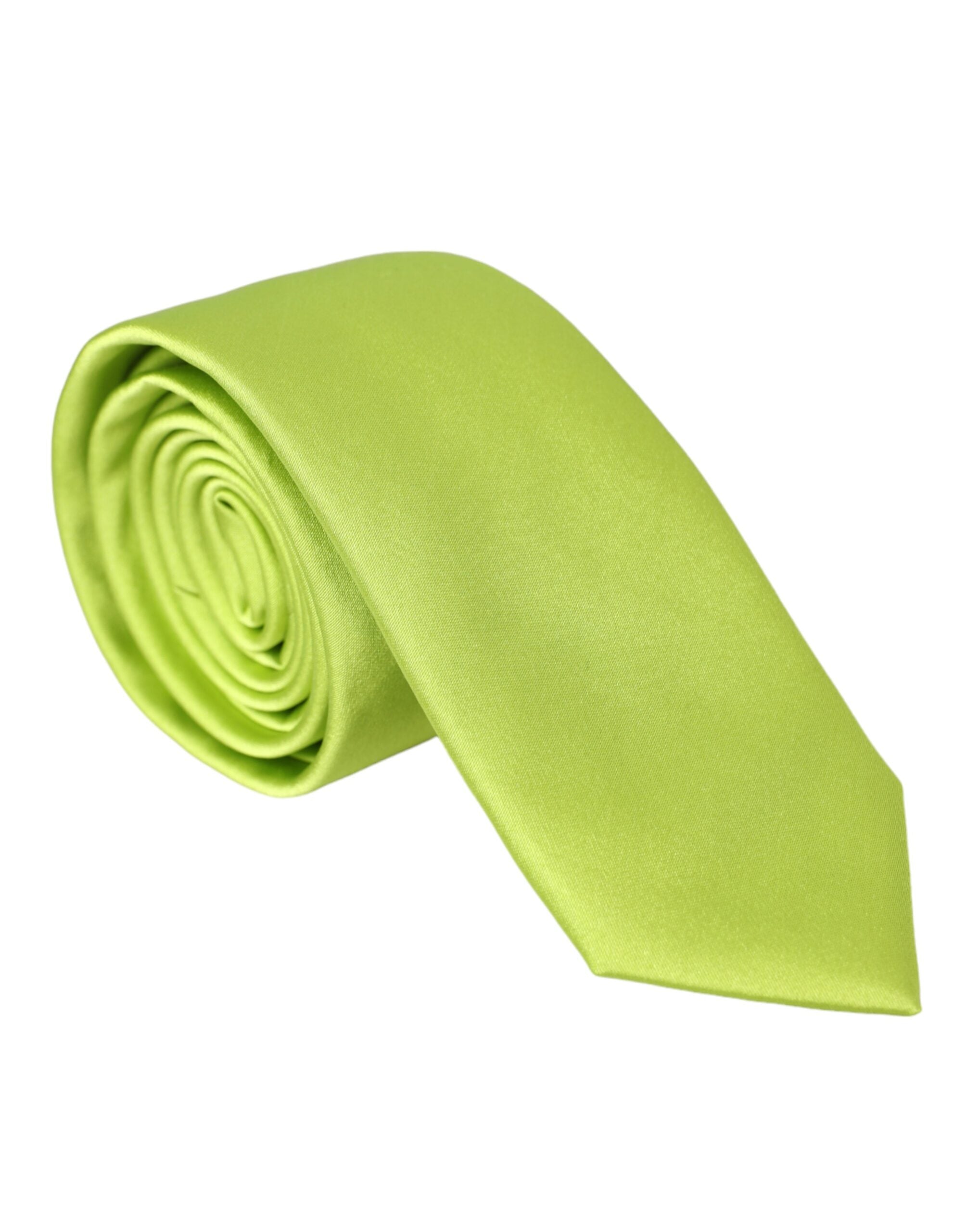 Dolce & Gabbana Green Solid Silk Adjustable Tie Men - Luksusmuotia Dolce & Gabbana - Tutustu YVES JAVANNI® 