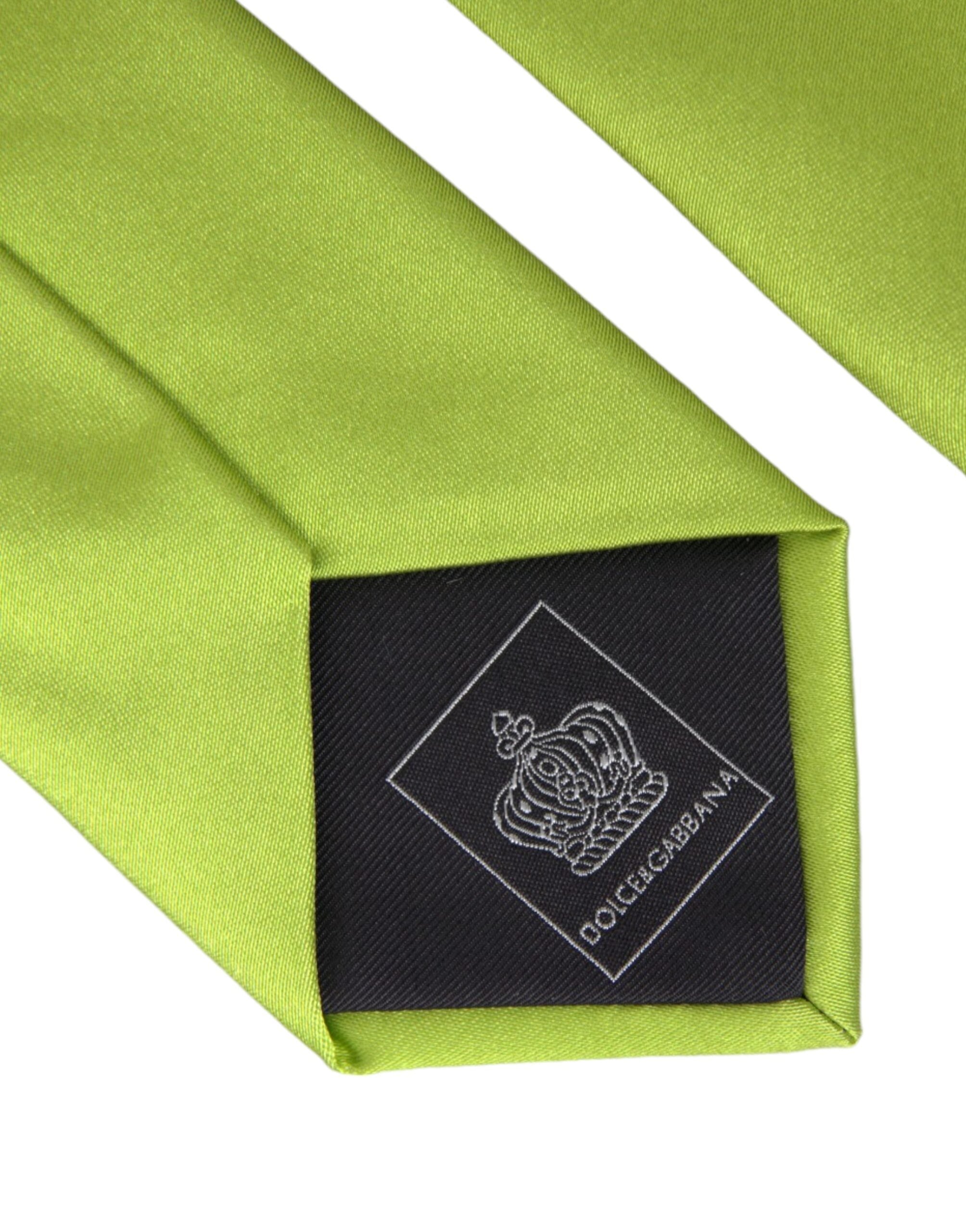 Dolce & Gabbana Green Solid Silk Adjustable Tie Men - Luksusmuotia Dolce & Gabbana - Tutustu YVES JAVANNI® 