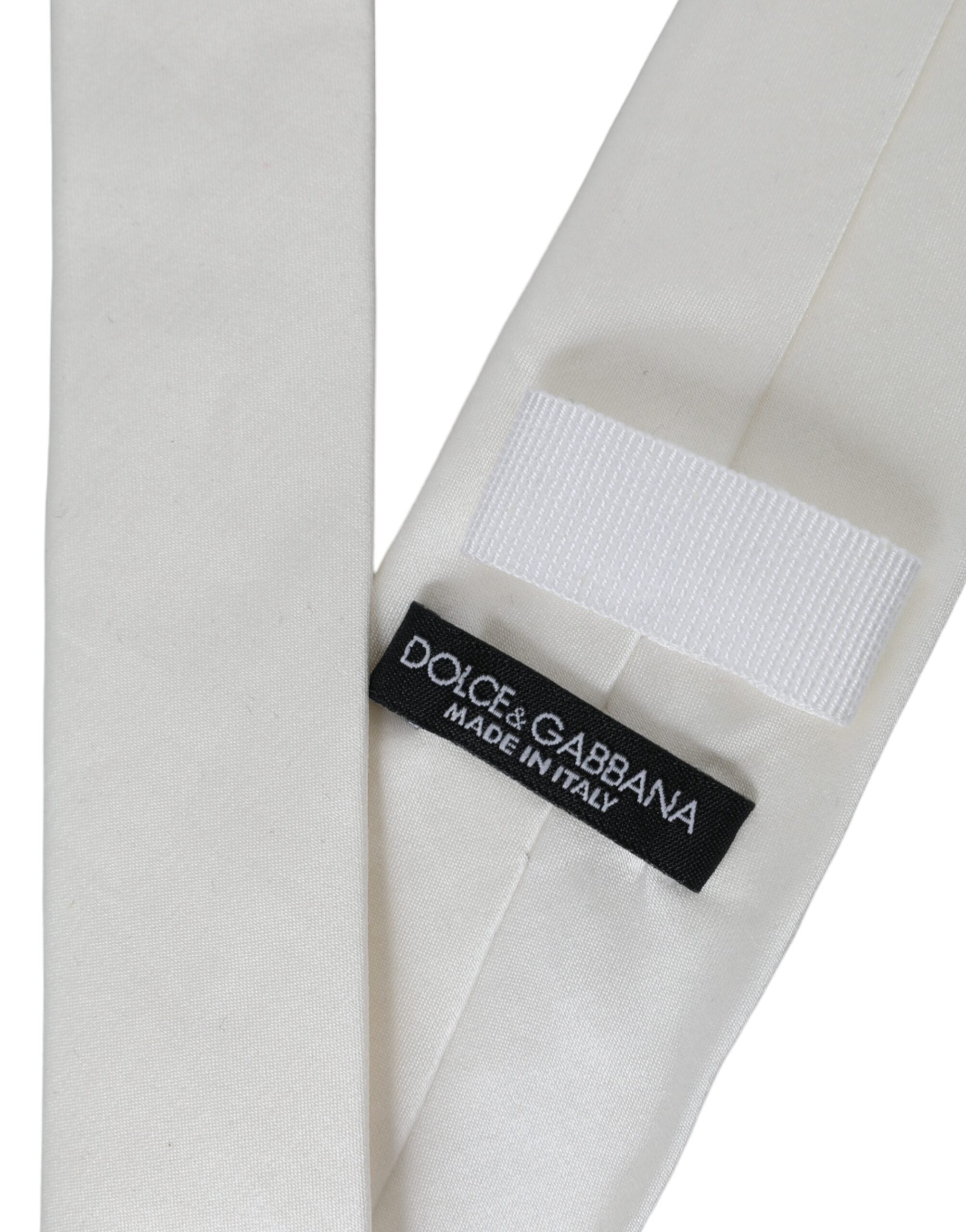 Dolce & Gabbana White Silk Blend Adjustable Tie Men - Luksusmuotia Dolce & Gabbana - Tutustu YVES JAVANNI® 