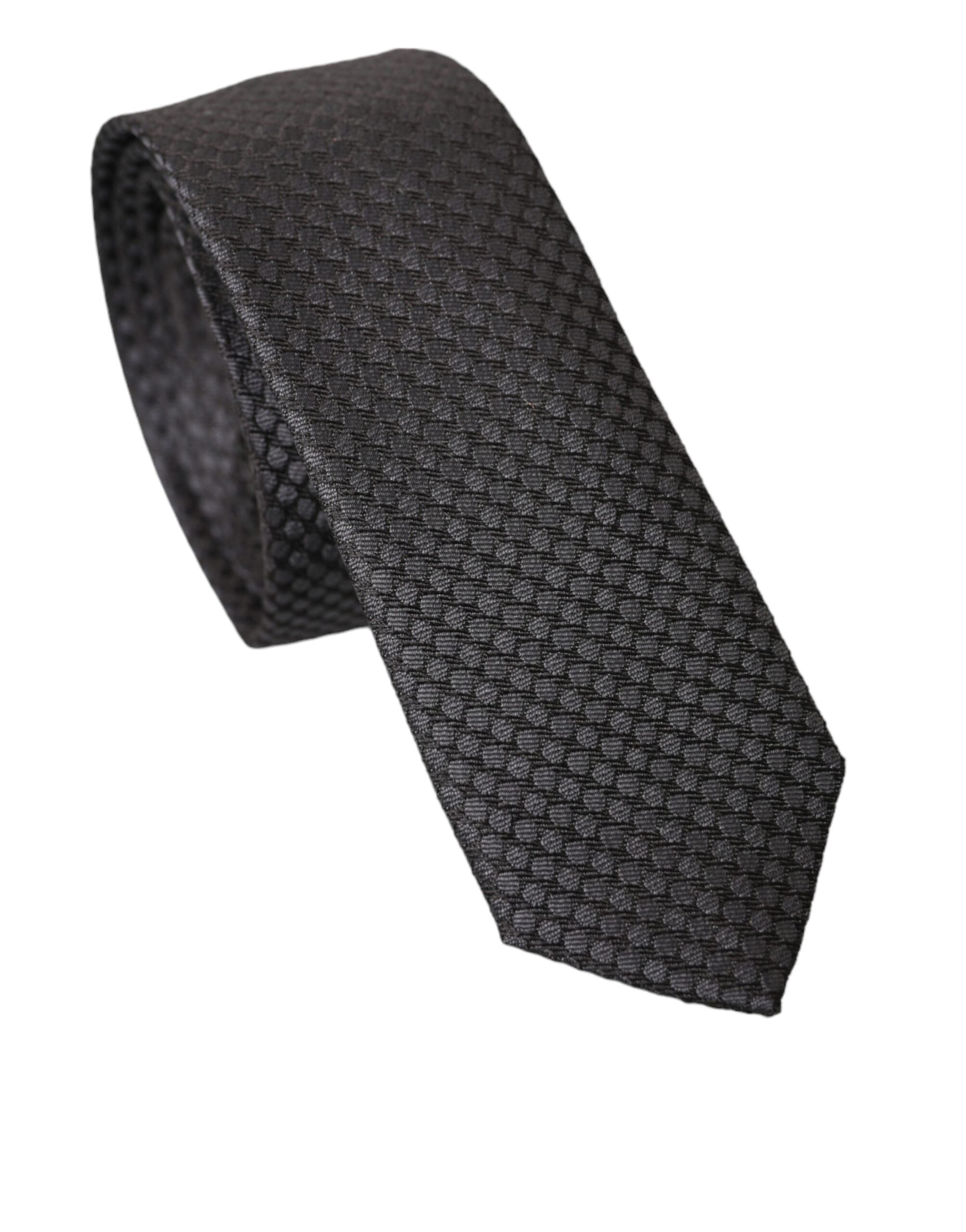 Dolce & Gabbana Black Patterned 100% Silk Adjustable Men Tie - Luksusmuotia Dolce & Gabbana - Tutustu YVES JAVANNI® 