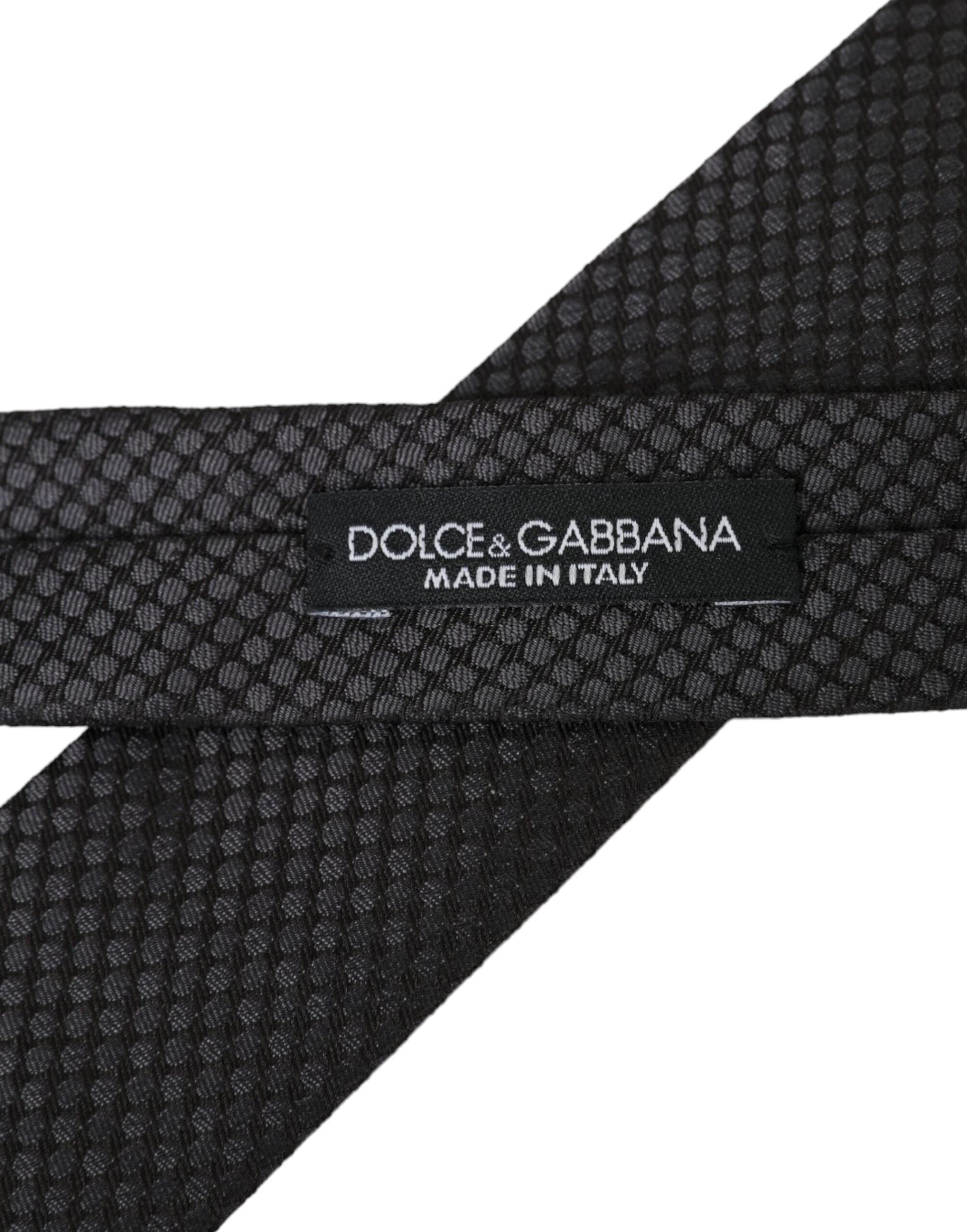 Dolce & Gabbana Black Patterned 100% Silk Adjustable Men Tie - Luksusmuotia Dolce & Gabbana - Tutustu YVES JAVANNI® 