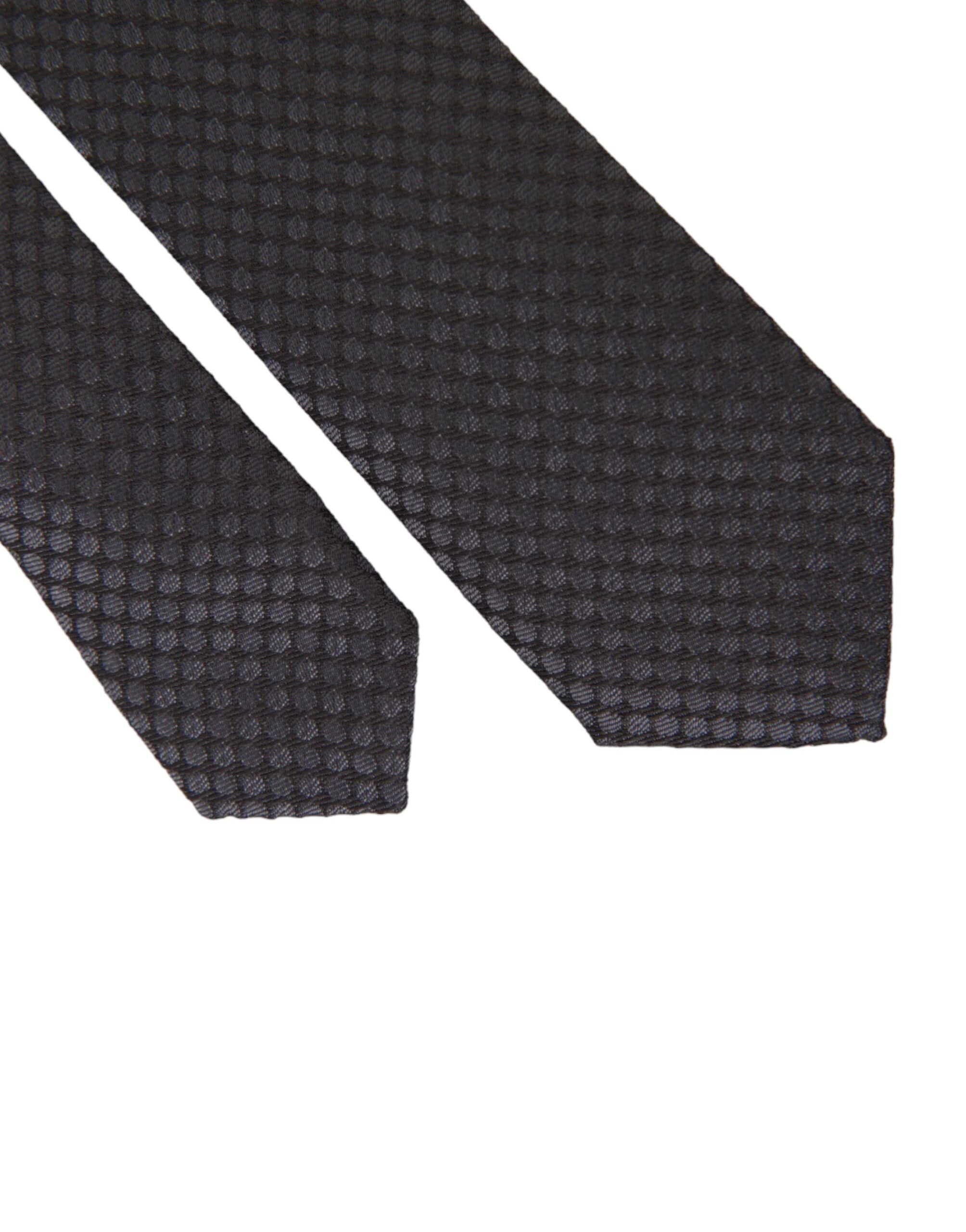 Dolce & Gabbana Black Patterned 100% Silk Adjustable Men Tie - Luksusmuotia Dolce & Gabbana - Tutustu YVES JAVANNI® 