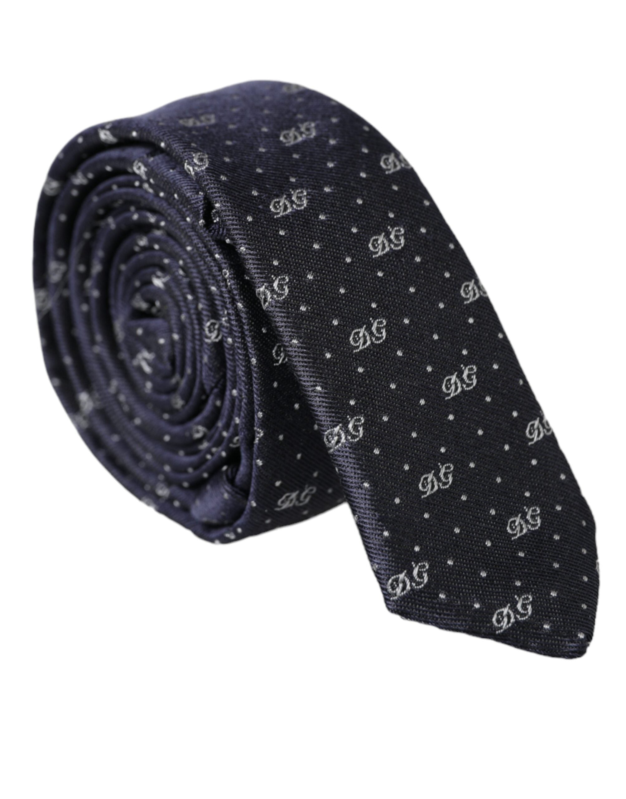 Dolce & Gabbana Blue DG Logo 100% Silk Adjustable Tie - Luxury from Dolce & Gabbana - Shop at YVES JAVANNI