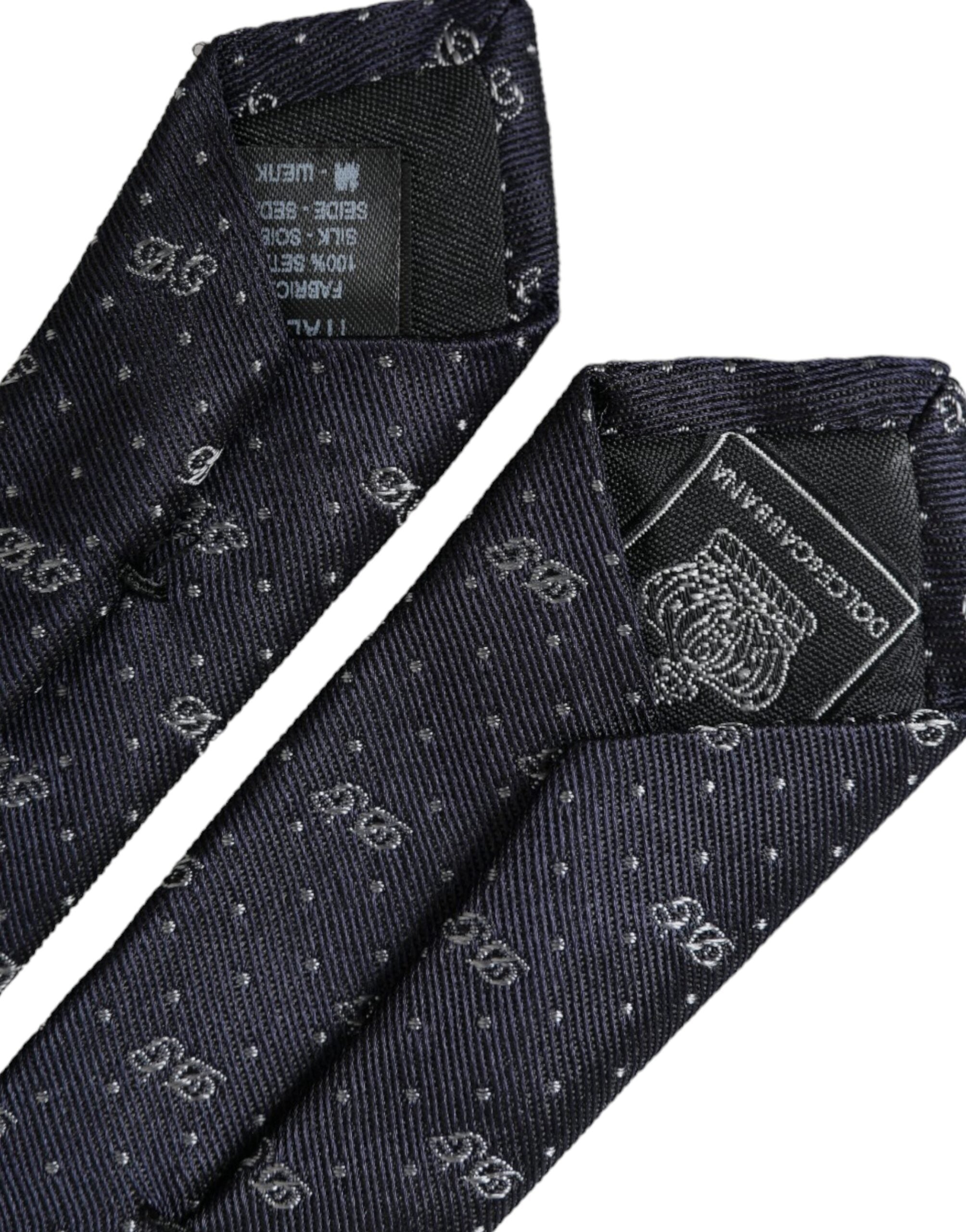 Dolce & Gabbana Blue DG Logo 100% Silk Adjustable Tie - Luksusmuotia Dolce & Gabbana - Tutustu YVES JAVANNI® 