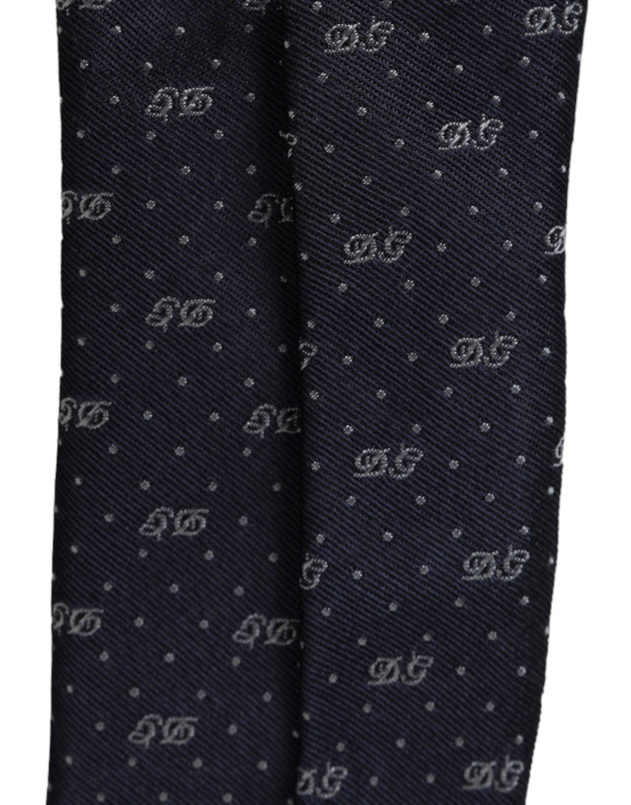 Dolce & Gabbana Blue DG Logo 100% Silk Adjustable Tie - Luksusmuotia Dolce & Gabbana - Tutustu YVES JAVANNI® 