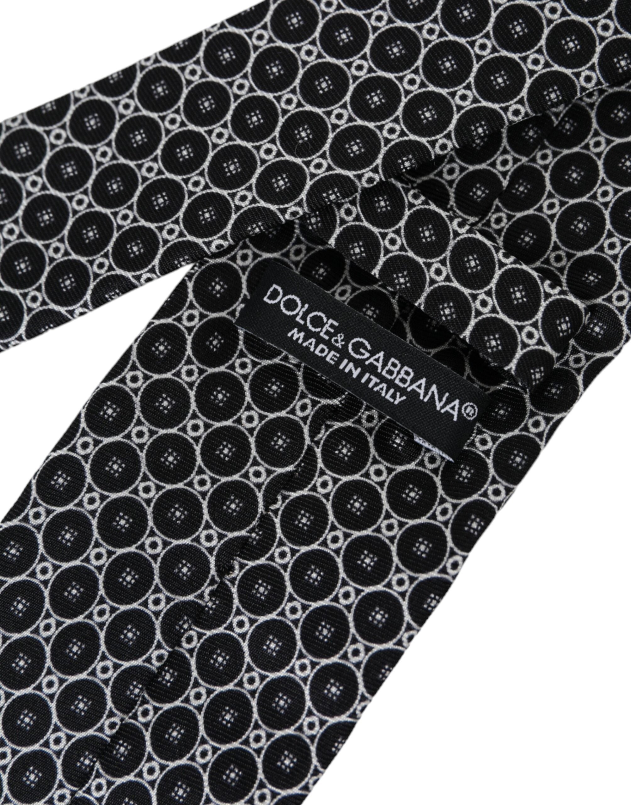 Dolce & Gabbana Black White Patterned Silk Adjustable Men Tie - Luksusmuotia Dolce & Gabbana - Tutustu YVES JAVANNI® 