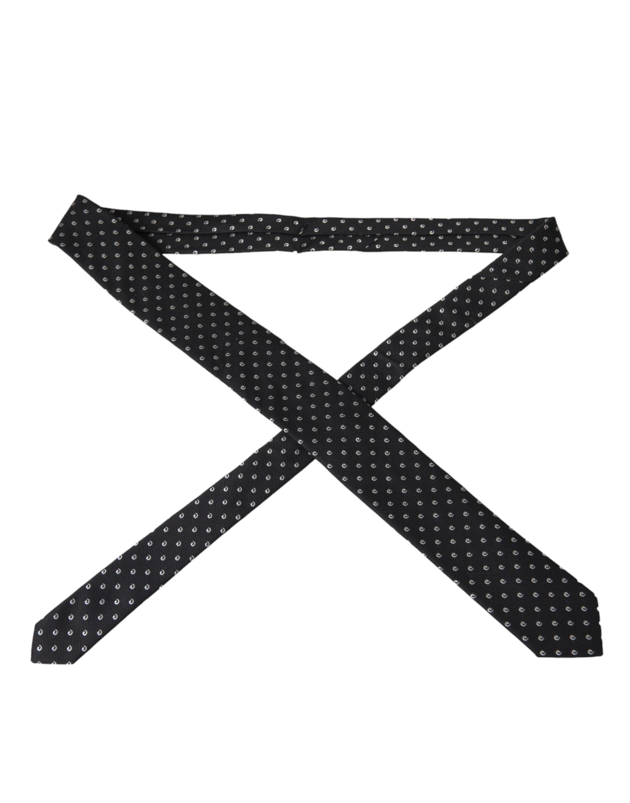 Dolce & Gabbana Black Logo Cotton Blend Adjustable Tie - Luksusmuotia Dolce & Gabbana - Tutustu YVES JAVANNI® 