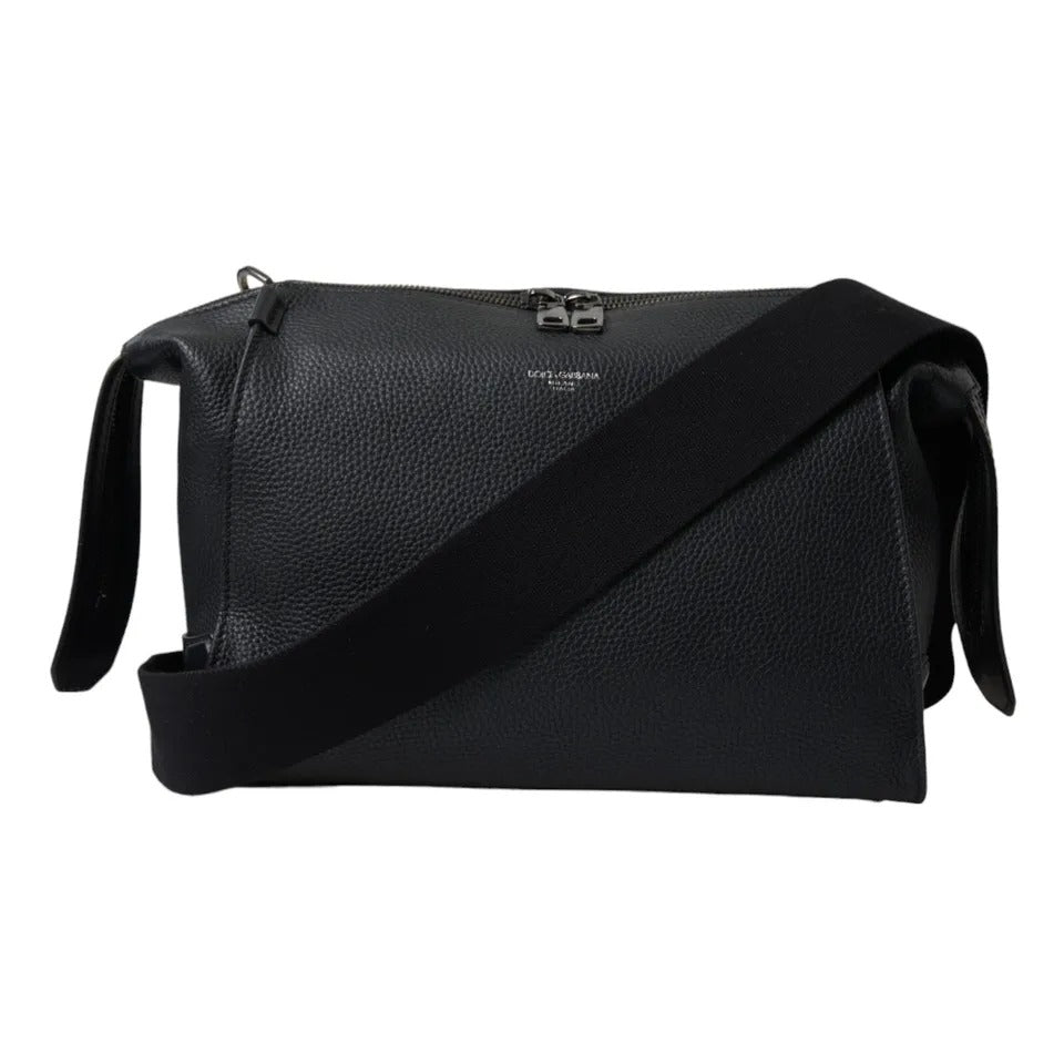 Dolce & Gabbana Black Pebbled Leather Edge Shoulder Strap Men Bag - Luksusmuotia Dolce & Gabbana - Tutustu YVES JAVANNI® 