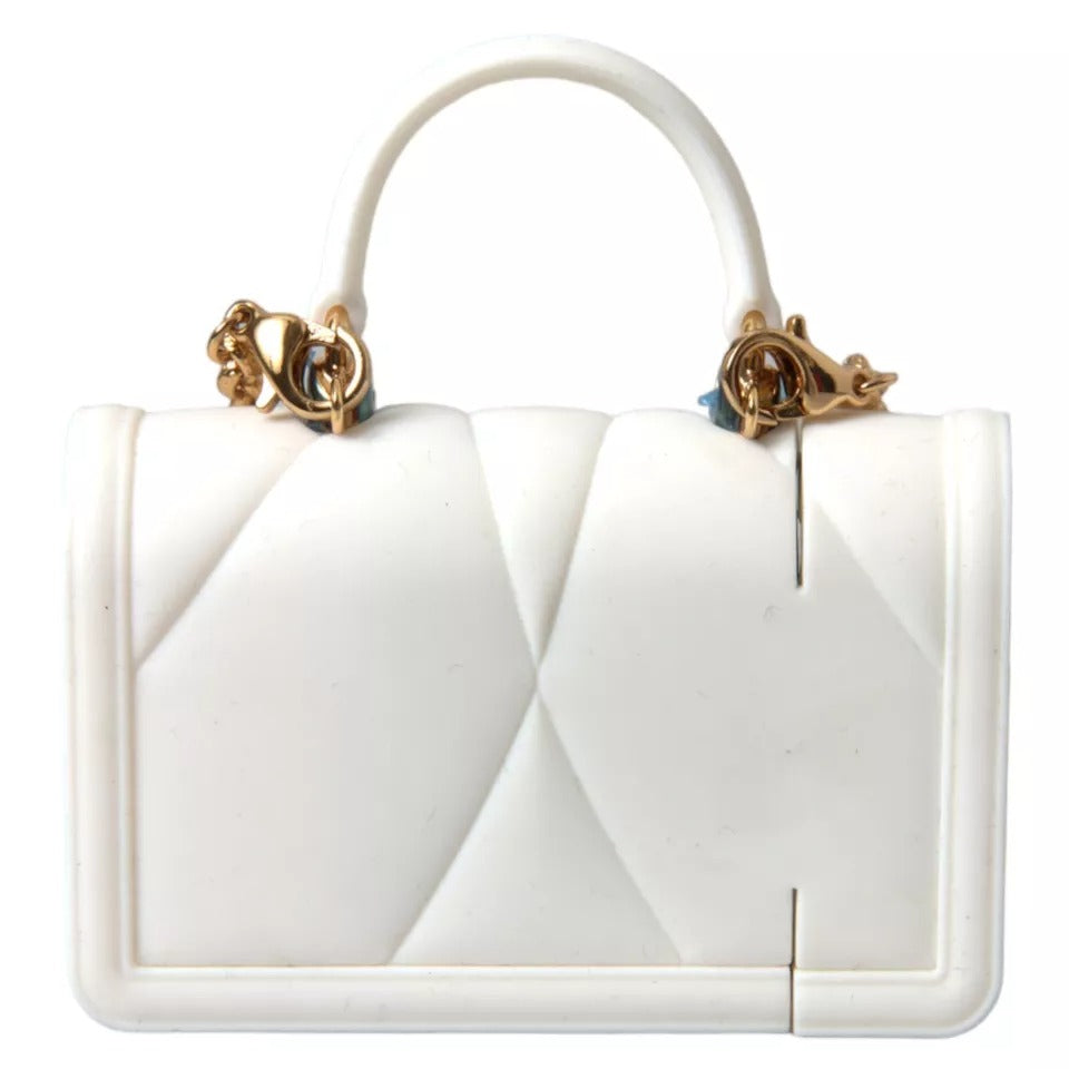 Dolce & Gabbana White Silicone Devotion Heart Bag Gold Chain Hand Airpods Case - Luksusmuotia Dolce & Gabbana - Tutustu YVES JAVANNI® 