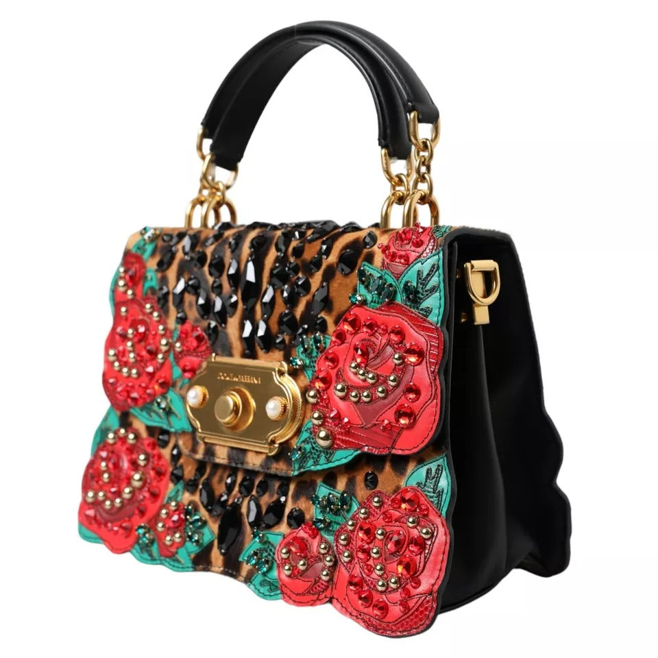 Dolce & Gabbana Multicolor Leopard Crystal Roses WELCOME Fur Bag - Luksusmuotia Dolce & Gabbana - Tutustu YVES JAVANNI® 