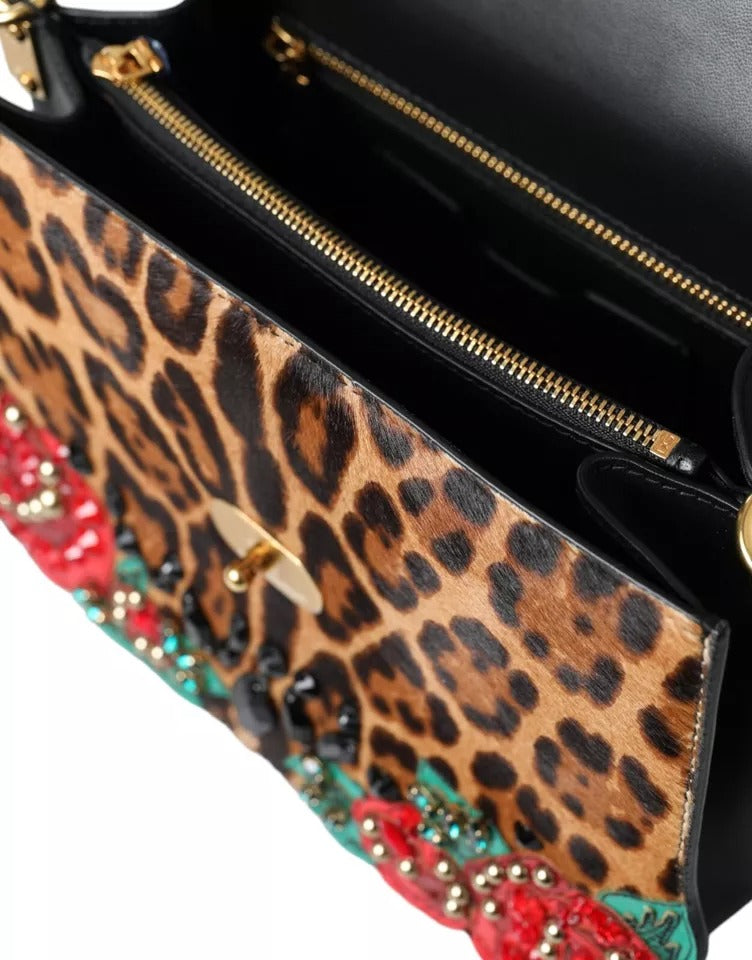 Dolce & Gabbana Multicolor Leopard Crystal Roses WELCOME Fur Bag - Luksusmuotia Dolce & Gabbana - Tutustu YVES JAVANNI® 