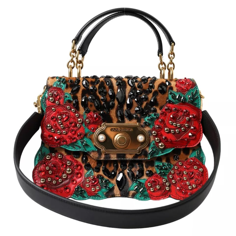 Dolce & Gabbana Multicolor Leopard Crystal Roses WELCOME Fur Bag - Luksusmuotia Dolce & Gabbana - Tutustu YVES JAVANNI® 