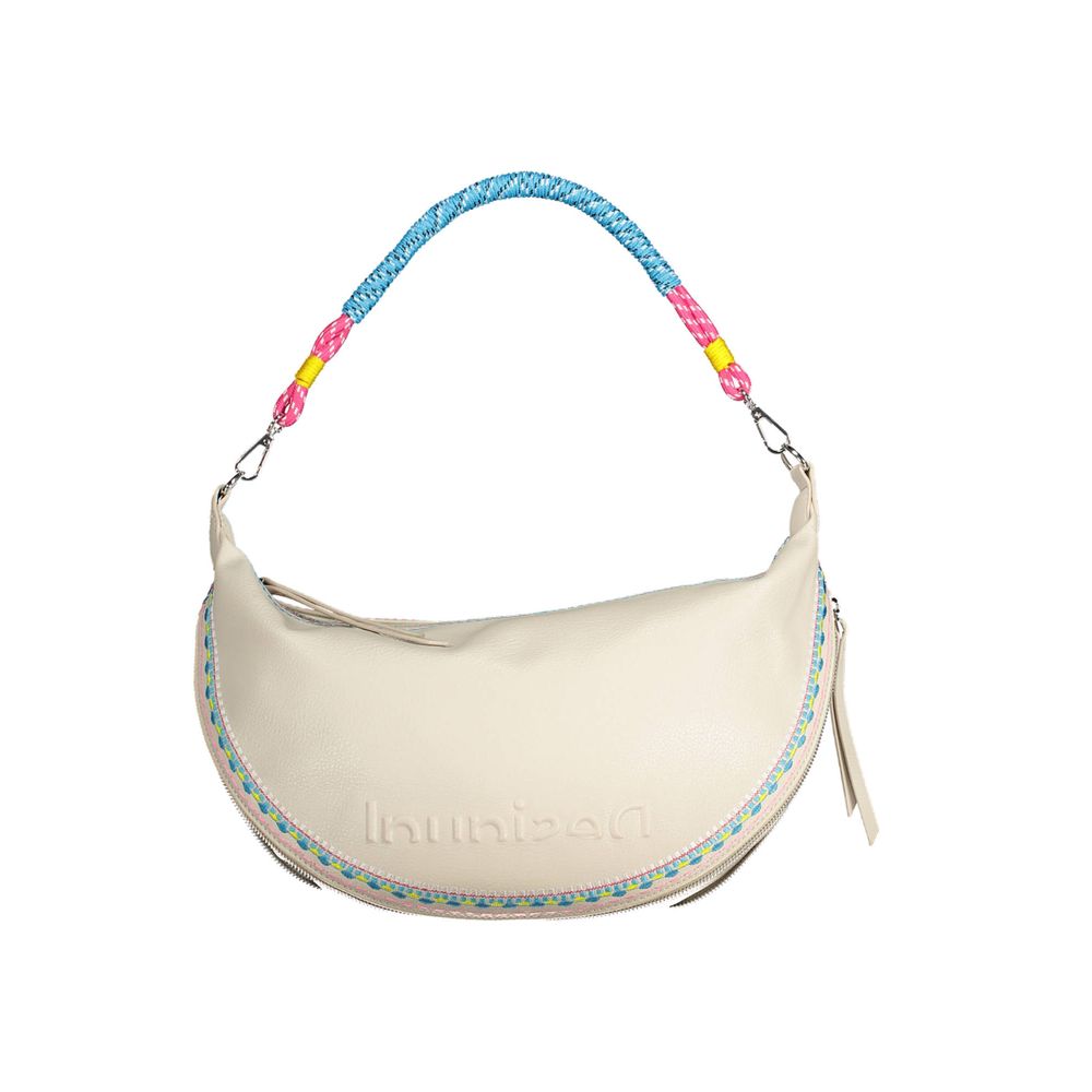 Desigual Chic White Embroidered Expandable Handbag - Luksusmuotia Desigual - Tutustu YVES JAVANNI® 