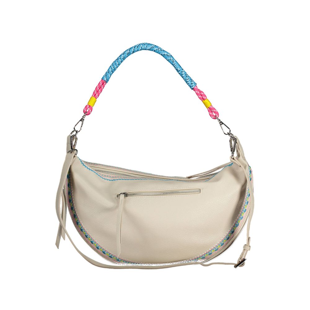 Desigual Chic White Embroidered Expandable Handbag - Luksusmuotia Desigual - Tutustu YVES JAVANNI® 