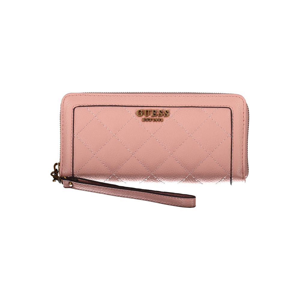 Guess Chic Pink Wallet with Contrast Zip & Logo - Luksusmuotia Guess Jeans - Tutustu YVES JAVANNI® 