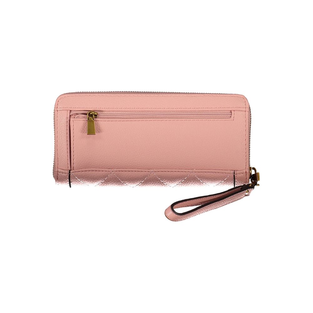 Guess Chic Pink Wallet with Contrast Zip & Logo - Luksusmuotia Guess Jeans - Tutustu YVES JAVANNI® 